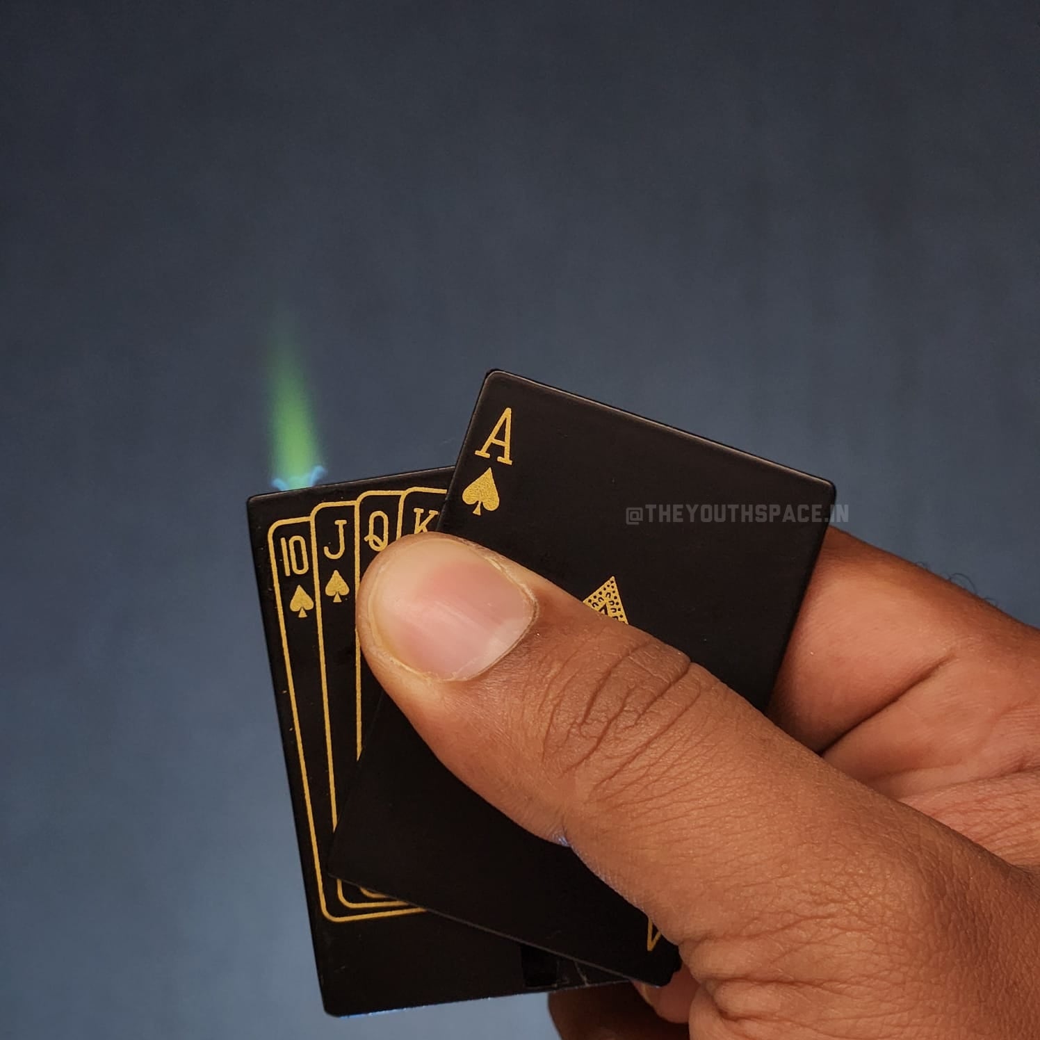 Green Flame Jet Ignition Ace Lighter (Metallic; Black)