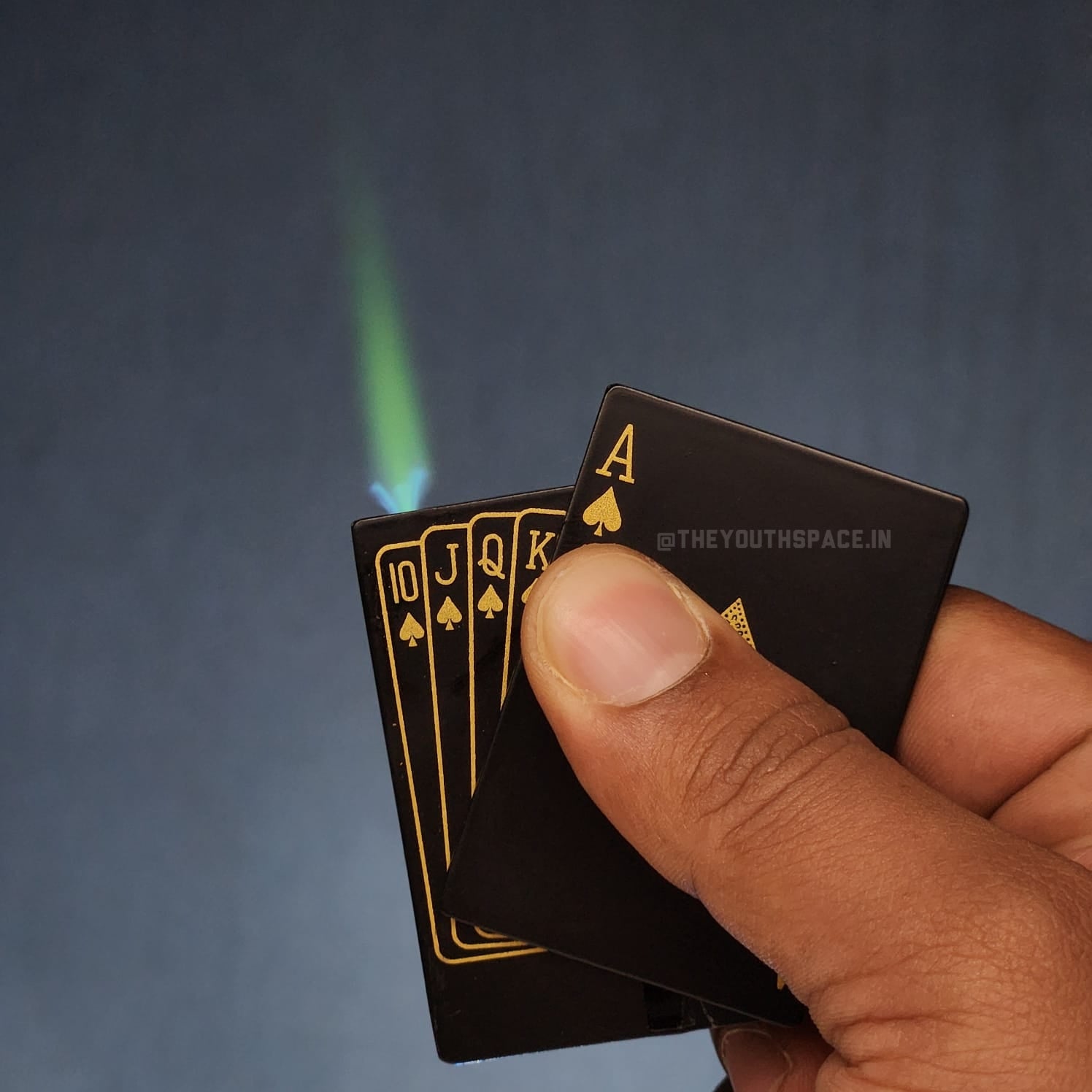 Green Flame Jet Ignition Ace Lighter (Metallic; Black)