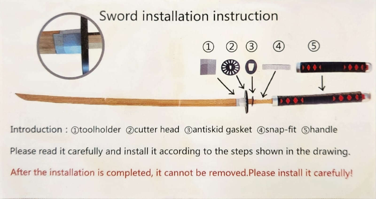 DIY NEZUKO WOODEN KATANA (104 CM)