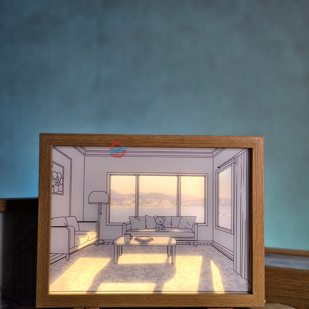 Bear and Seascape Shadow Artistic Light Frame