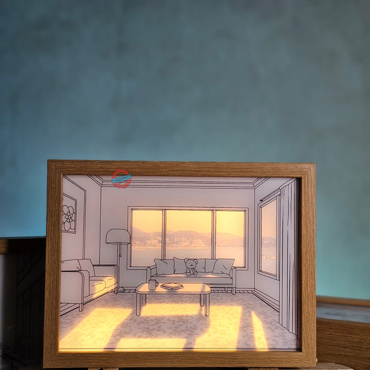 Bear and Seascape Shadow Artistic Light Frame