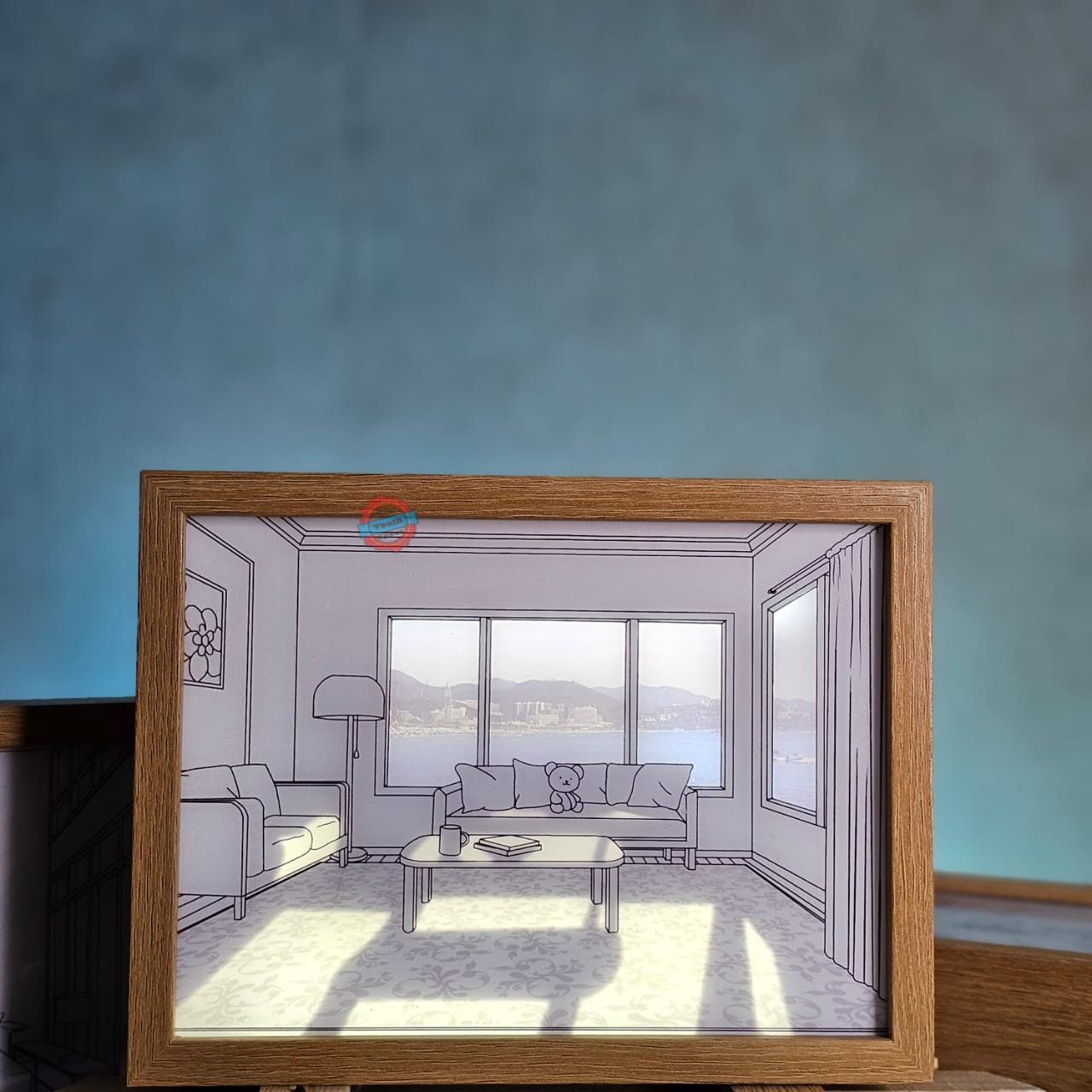 Bear and Seascape Shadow Artistic Light Frame