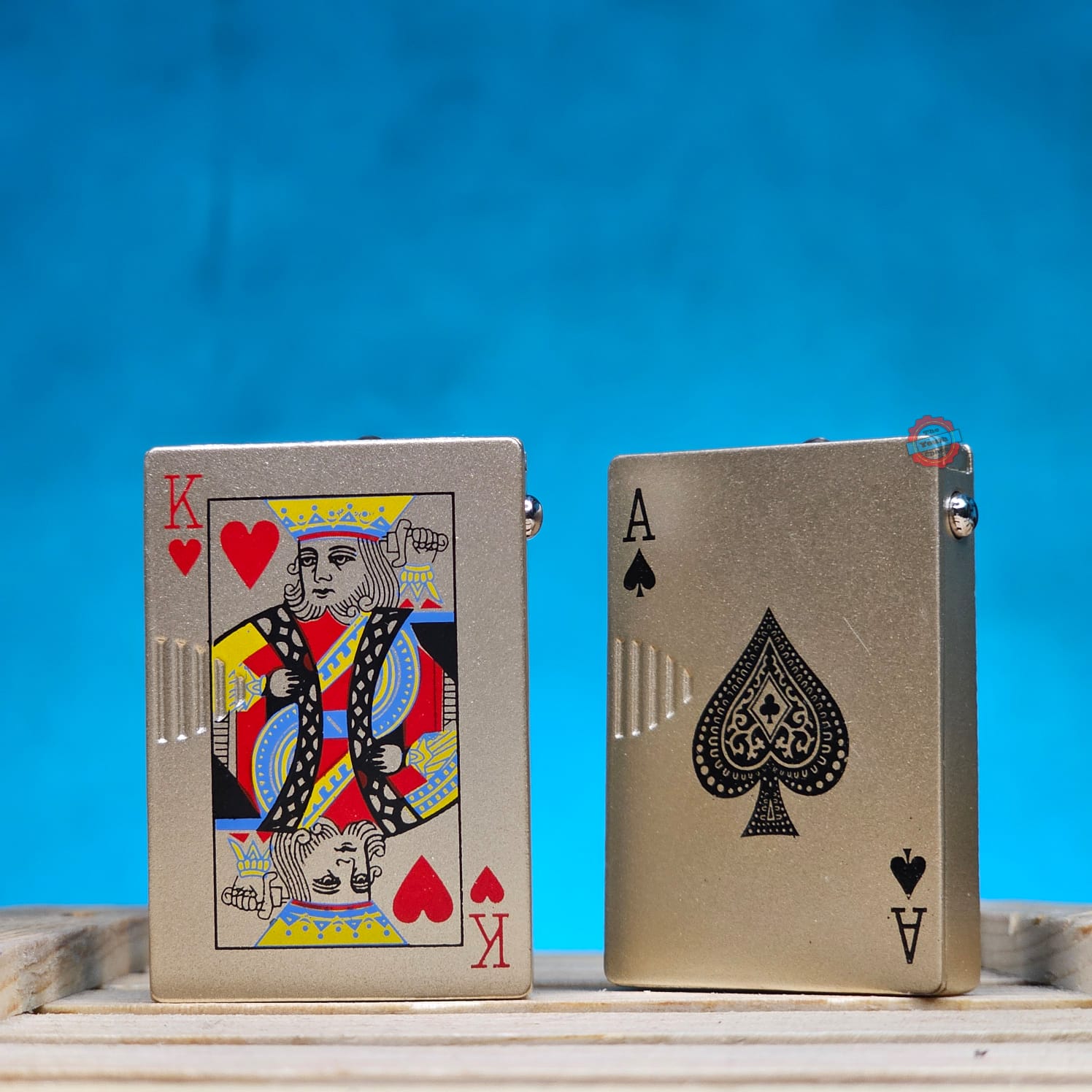 Green Flame Jet Ignition King of hearts Lighter (Metallic, Color : Golden)