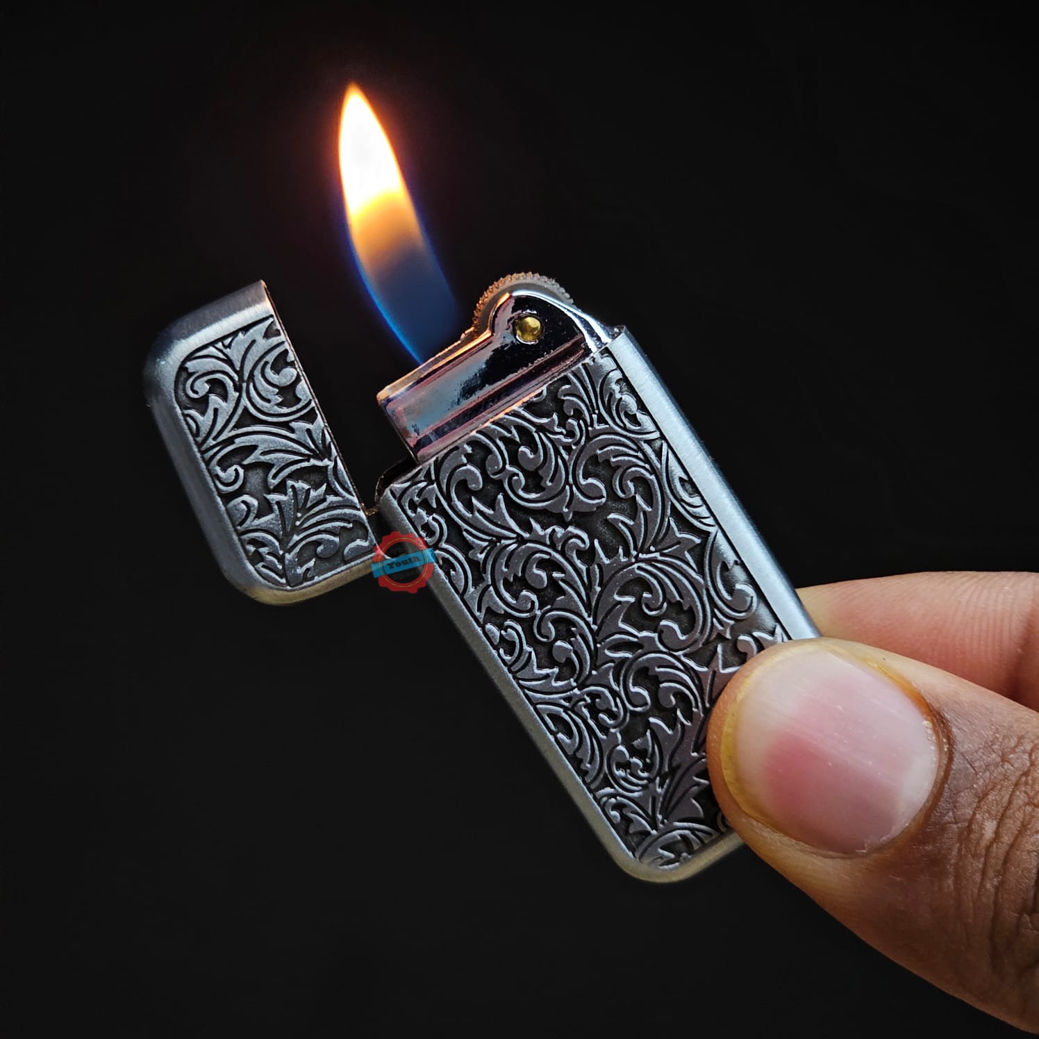 Vintage Sleek Pocket Ignition Lighter (Metallic, Color : Silver)