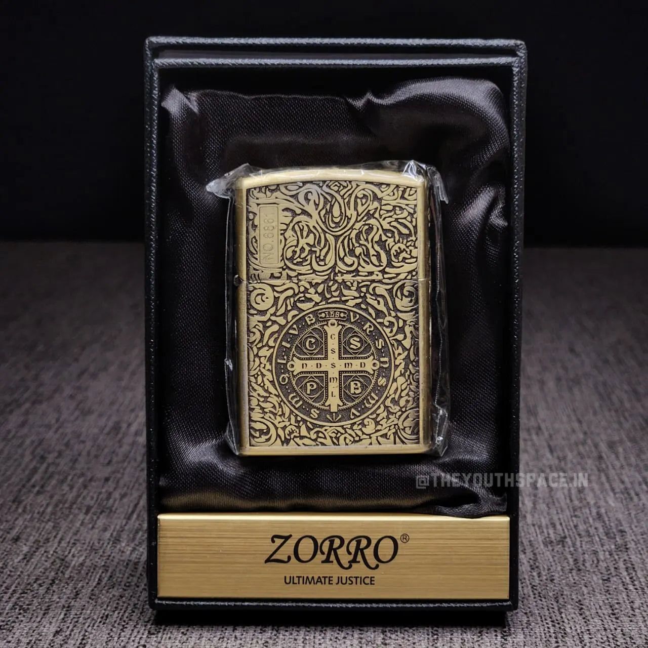 ZORRO Modified Antique Brass Saint Benedict Cross Kerosene Lighter