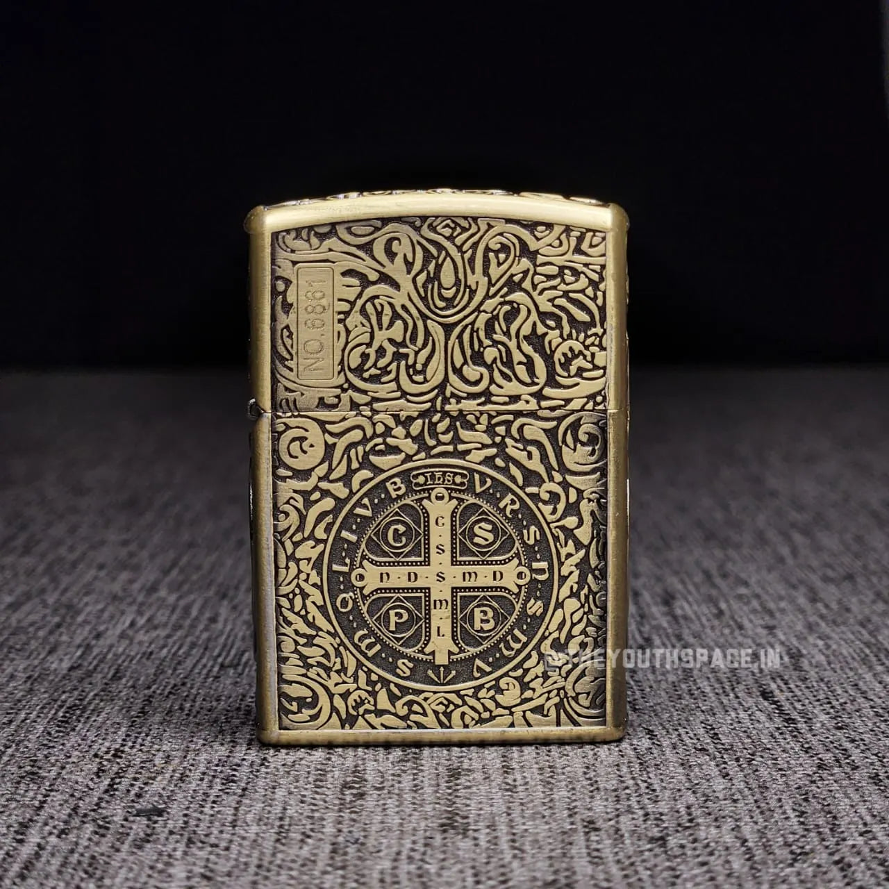 ZORRO Modified Antique Brass Saint Benedict Cross Kerosene Lighter