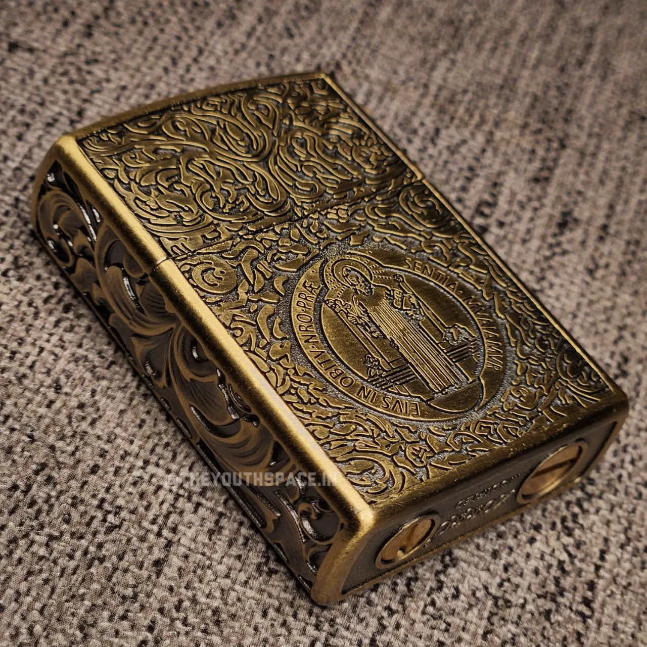 ZORRO Modified Antique Brass Saint Benedict Cross Kerosene Lighter