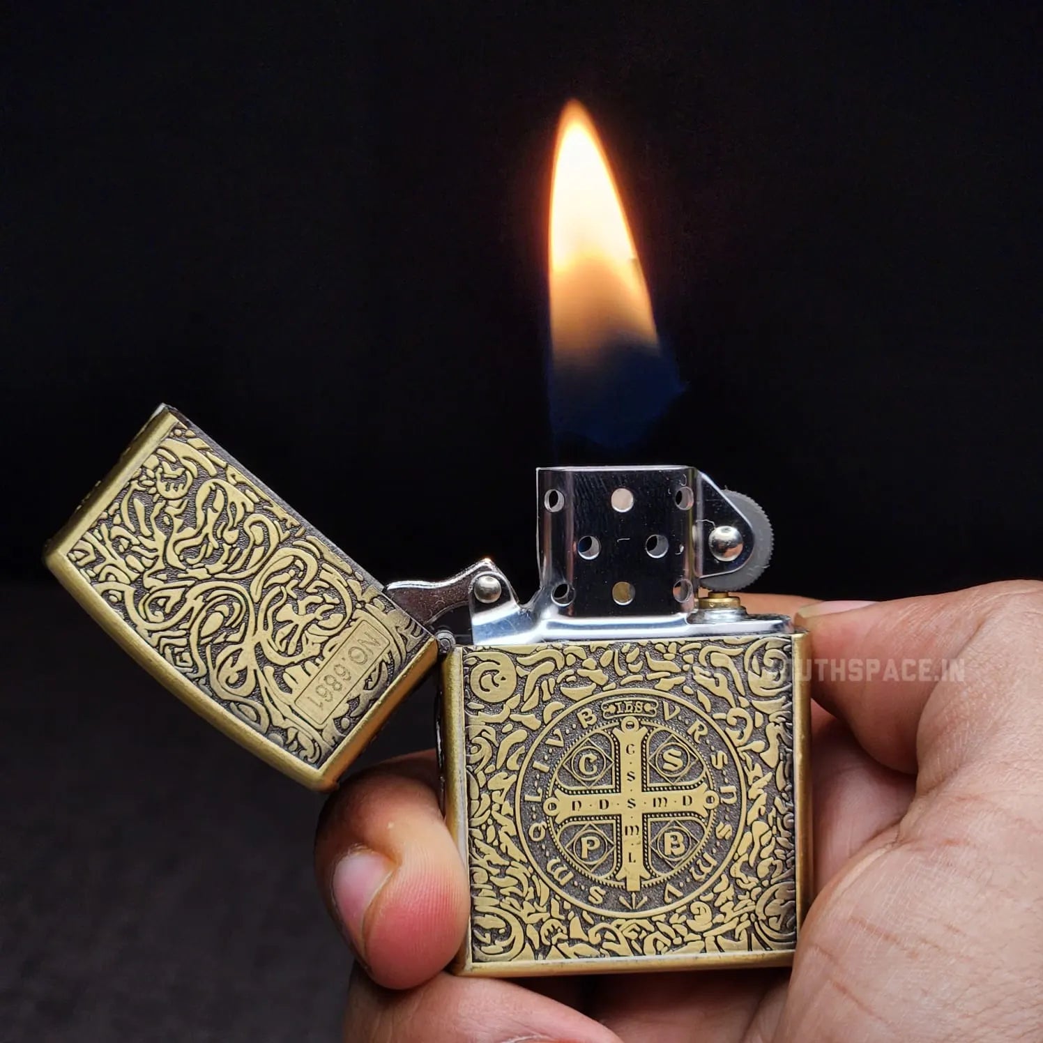ZORRO Modified Antique Brass Saint Benedict Cross Kerosene Lighter