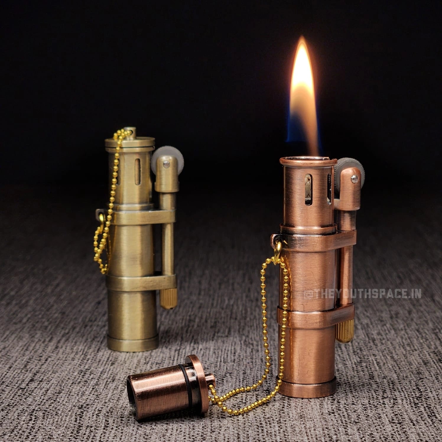 Antique Cylinder Tank Flint Wheel Metal Lighter