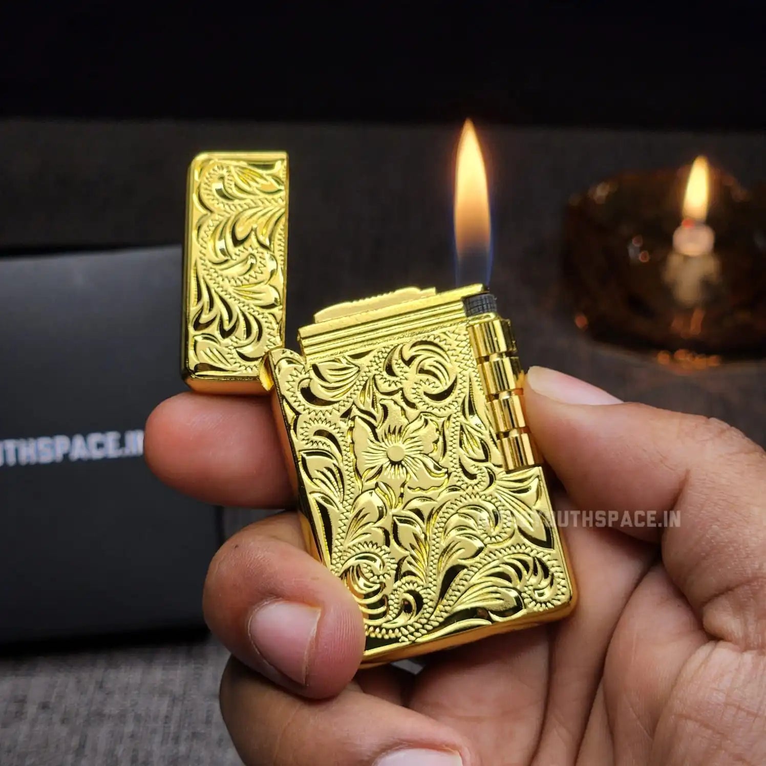 Classic Sleek Flint Wheel Lighter (Metallic) Model 2