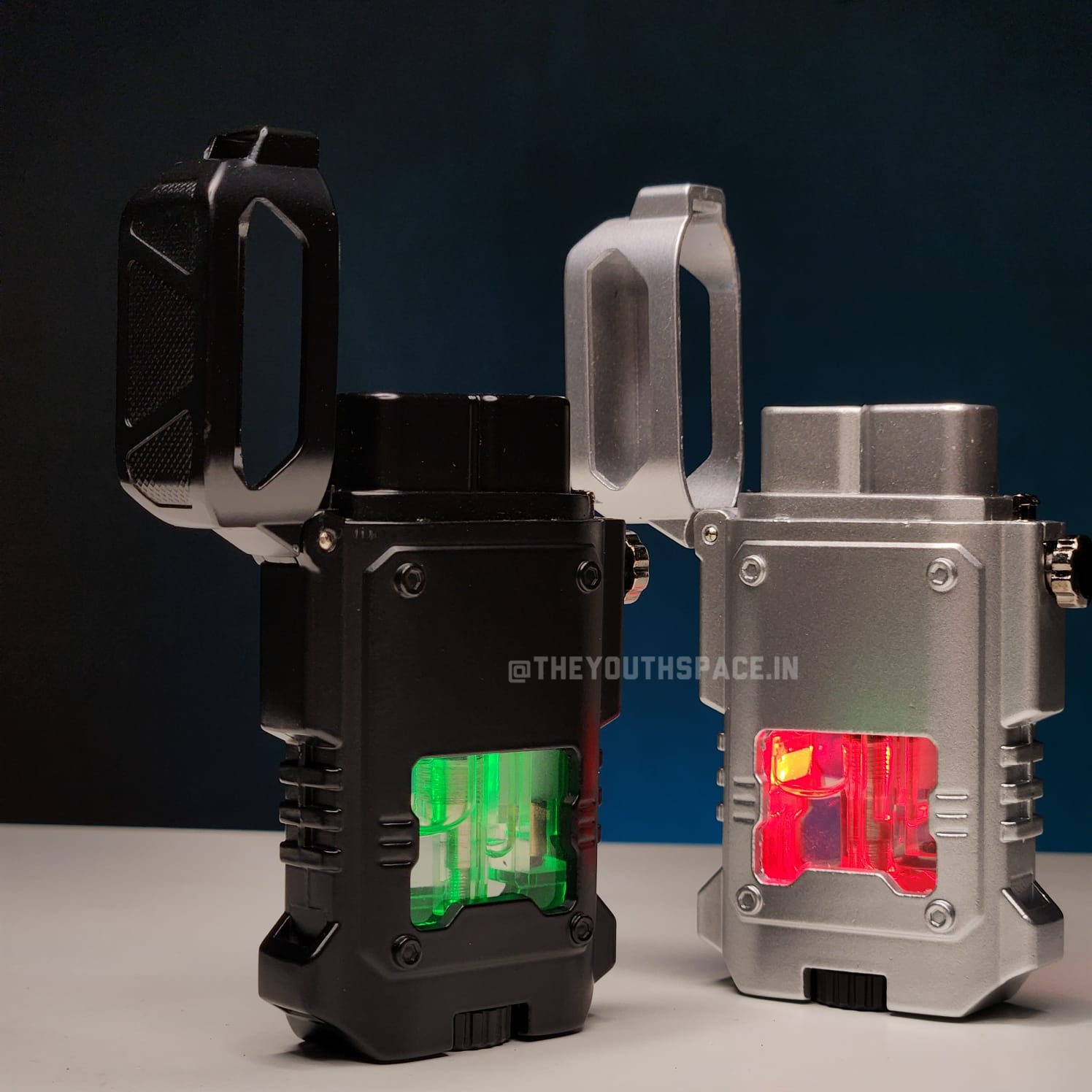 Blue Jet Flame Inflatable Metal Lighter with LED Lights