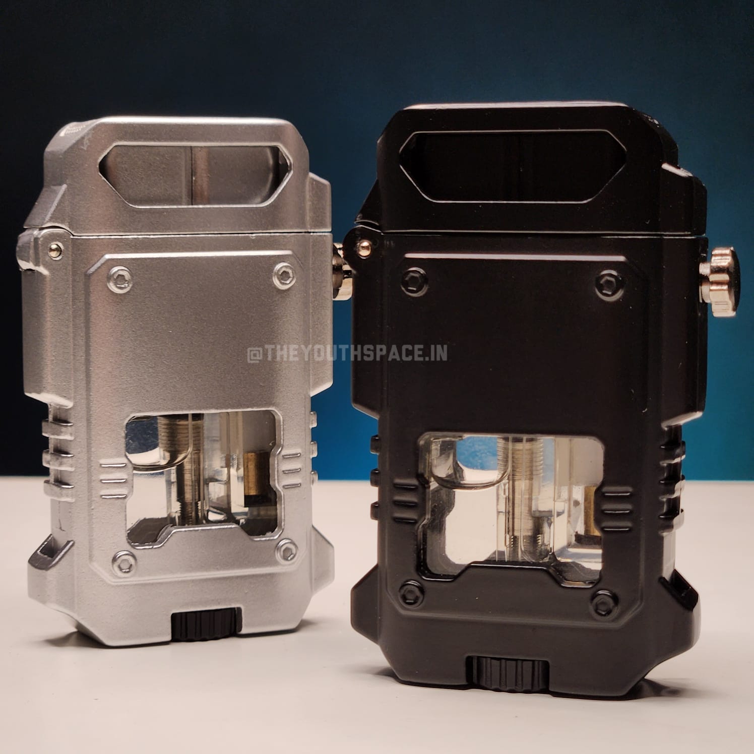 Blue Jet Flame Inflatable Metal Lighter with LED Lights