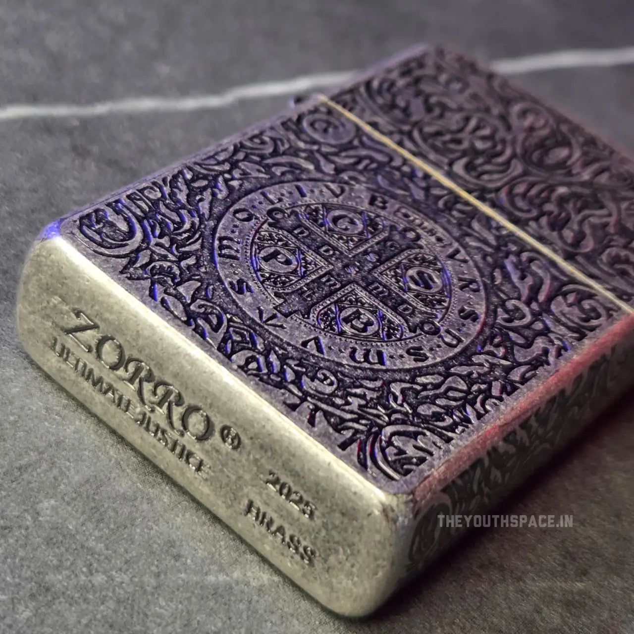 ZORRO Ultimate Justice Antique Brass Saint Benedict Cross Kerosene Lighter 2025