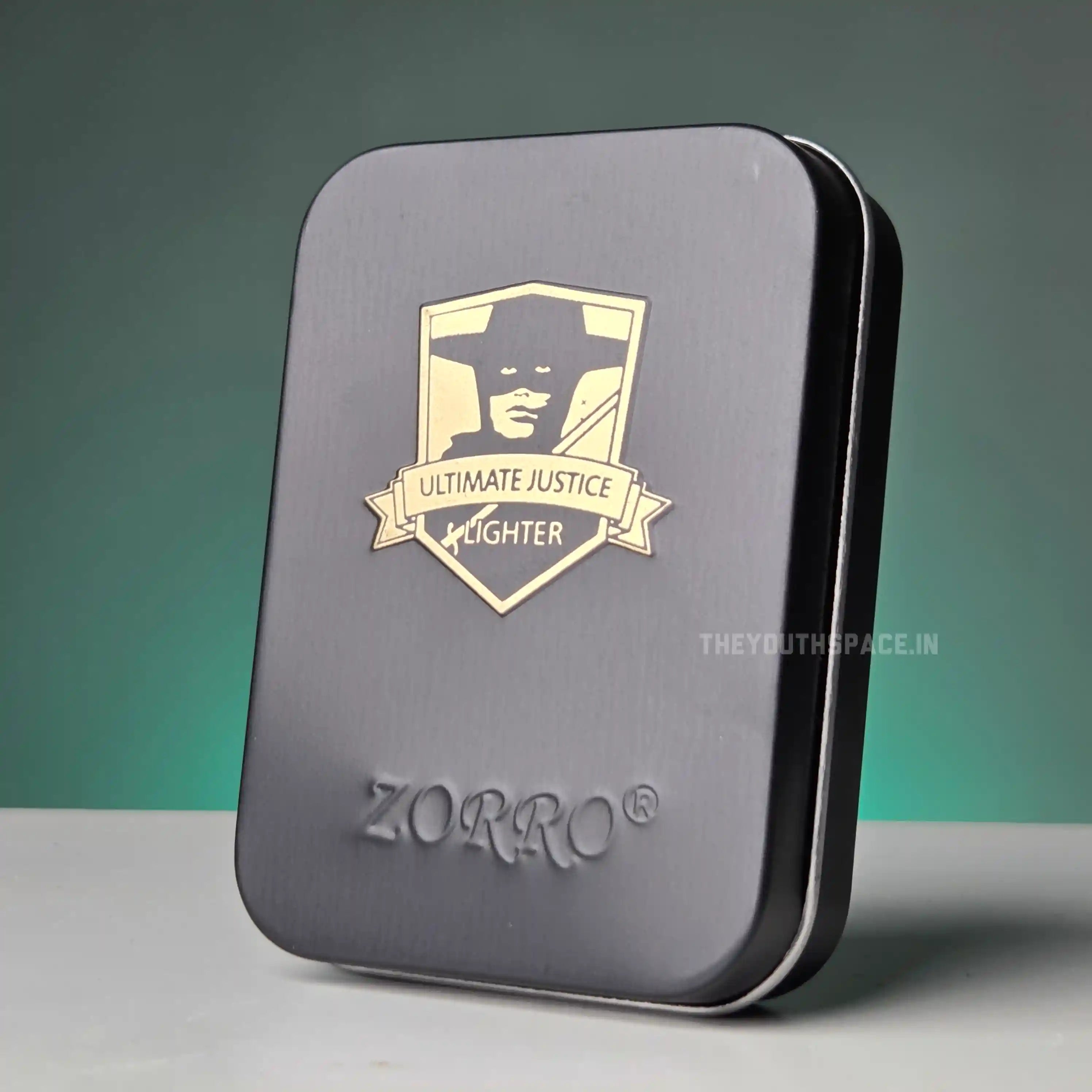 ZORRO ULTIMATE JUSTICE BRASS BLUE CHECKERED LIGHTER 21HK