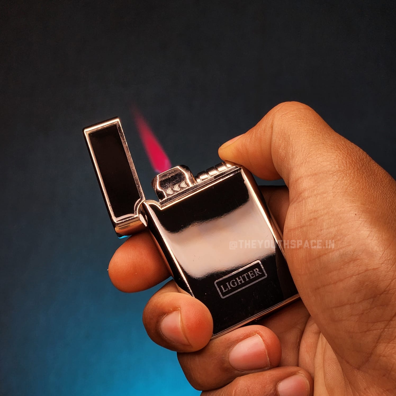 Black Glossy Red Flame Jet Lighter (Metallic)