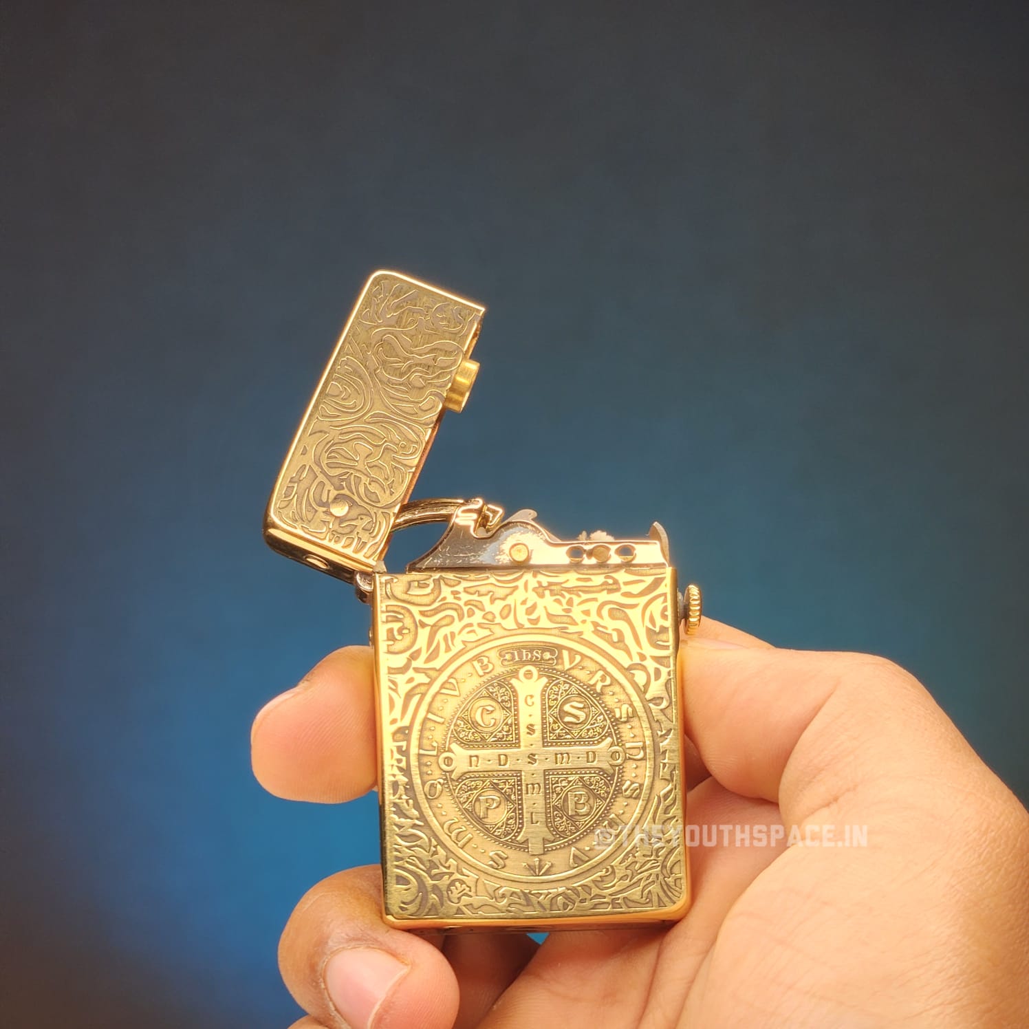ZORRO Antique Brass Saint Benedict Cross Lighter