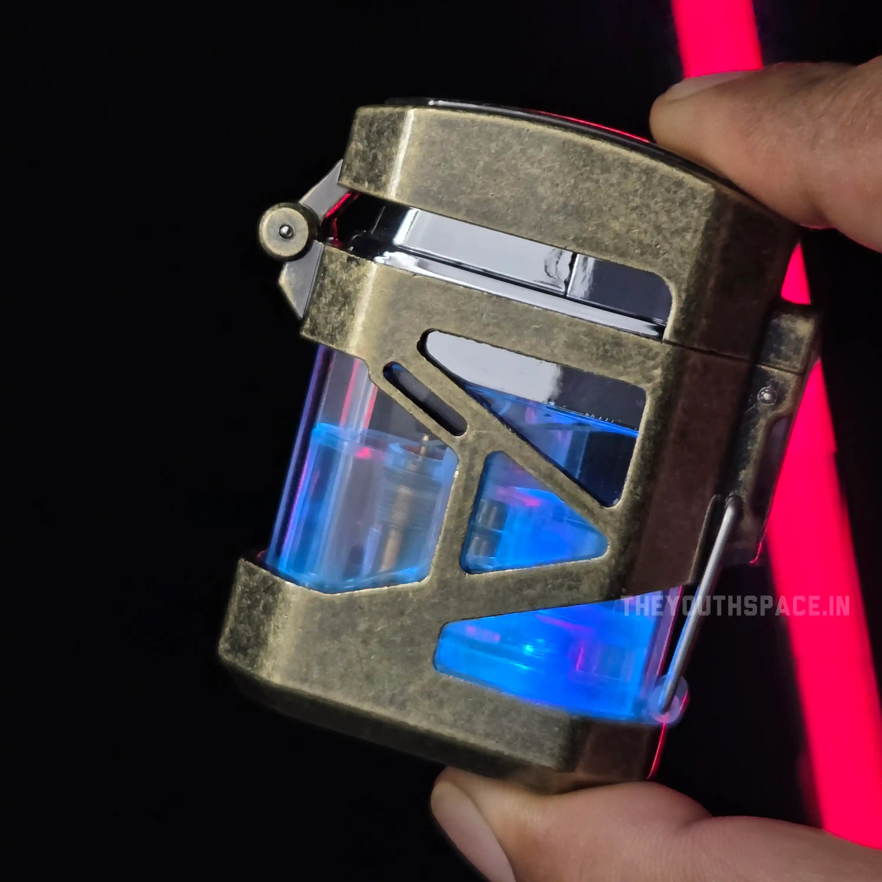 Cyberpunk Clear Tank Red Flame Jet Lighter