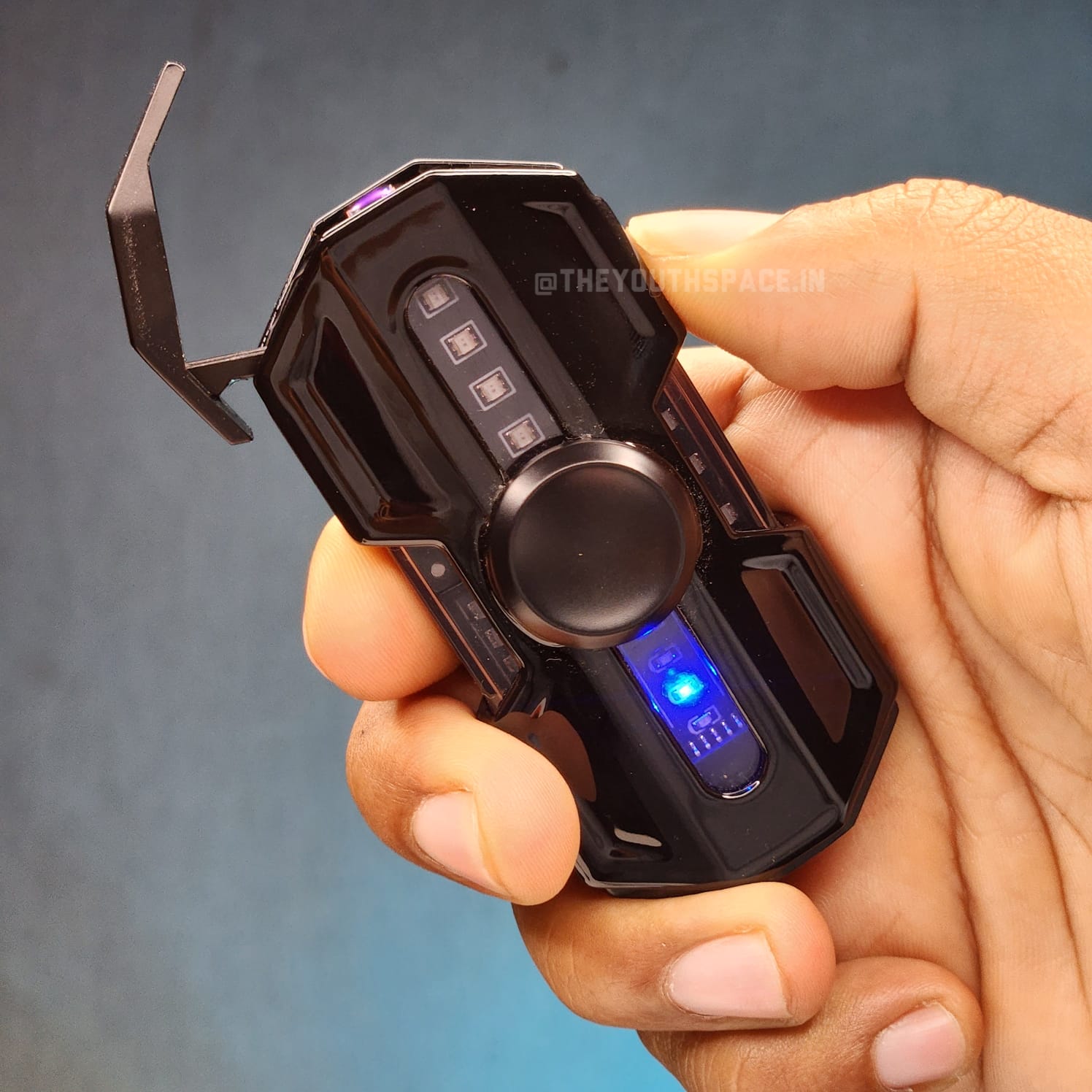 Premium Hexa Shaped Spinner Lighter with LED Lights (Metallic)