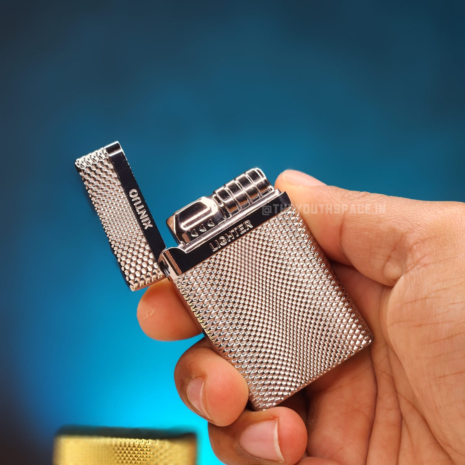 Block Textured Red Flame Jet Lighter