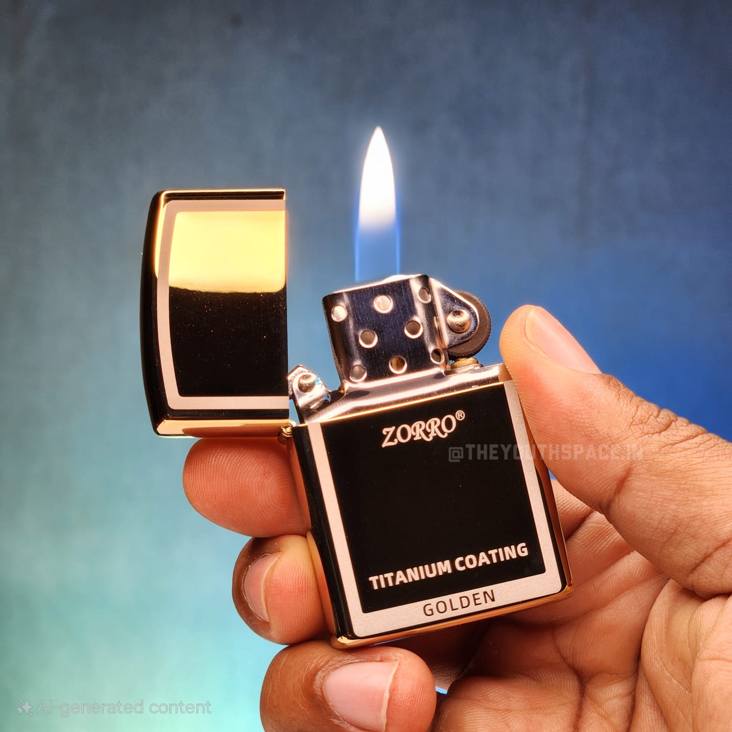 ZORRO ULTIMATE JUSTICE BRASS GOLD COLOR WITH TITANIUM COATING LIGHTER 23HKfds