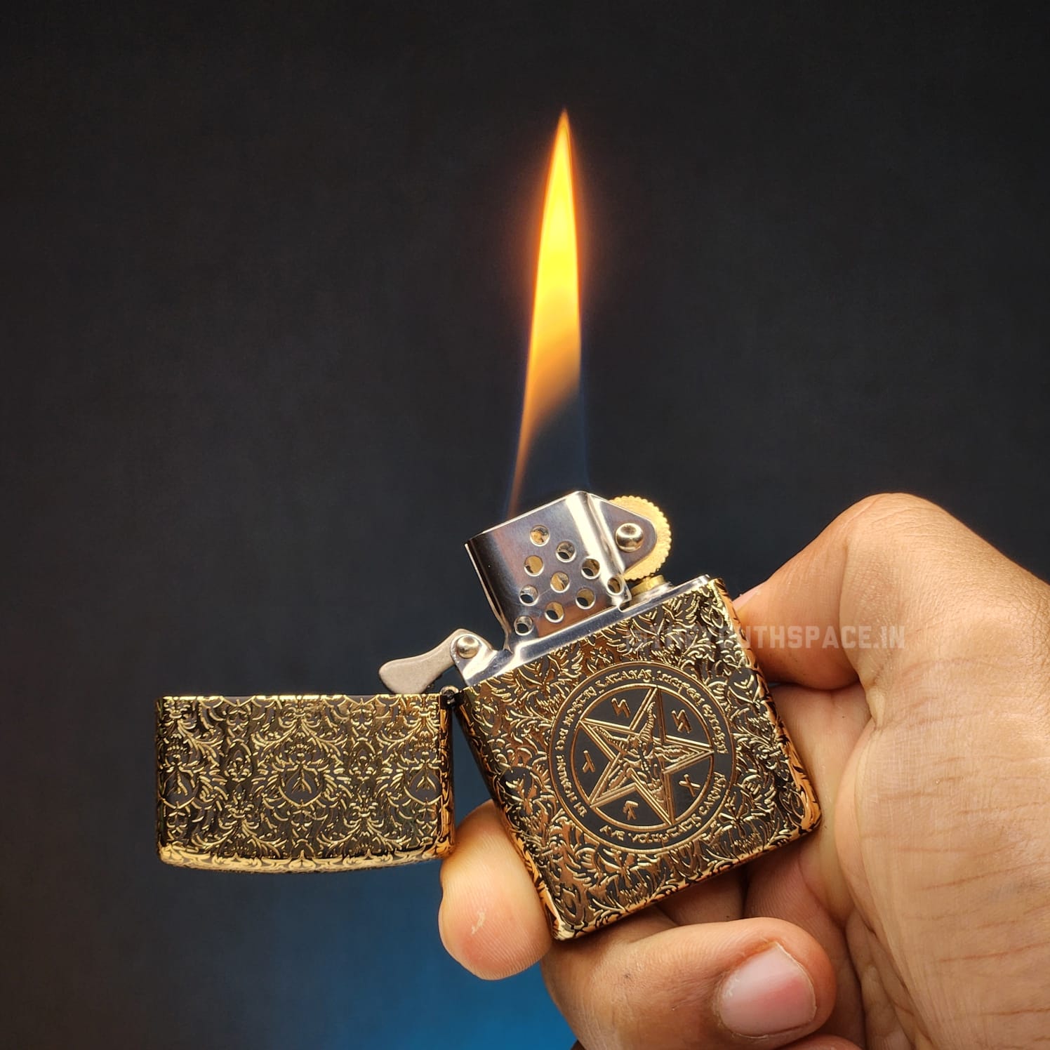 ZORRO Antique Brass Pentagram Engraved Lighter 2025 Edition