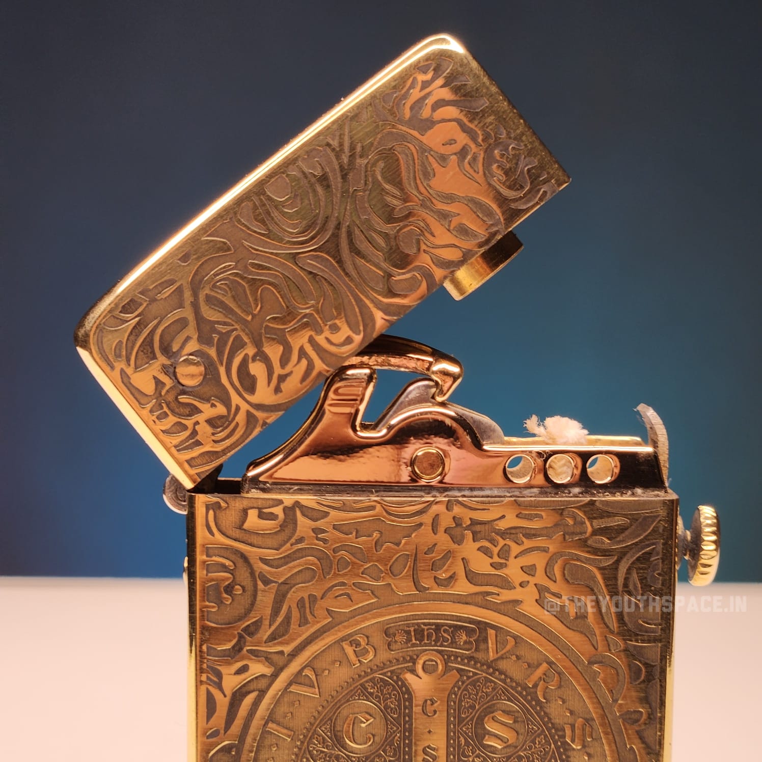 ZORRO Antique Brass Saint Benedict Cross Lighter