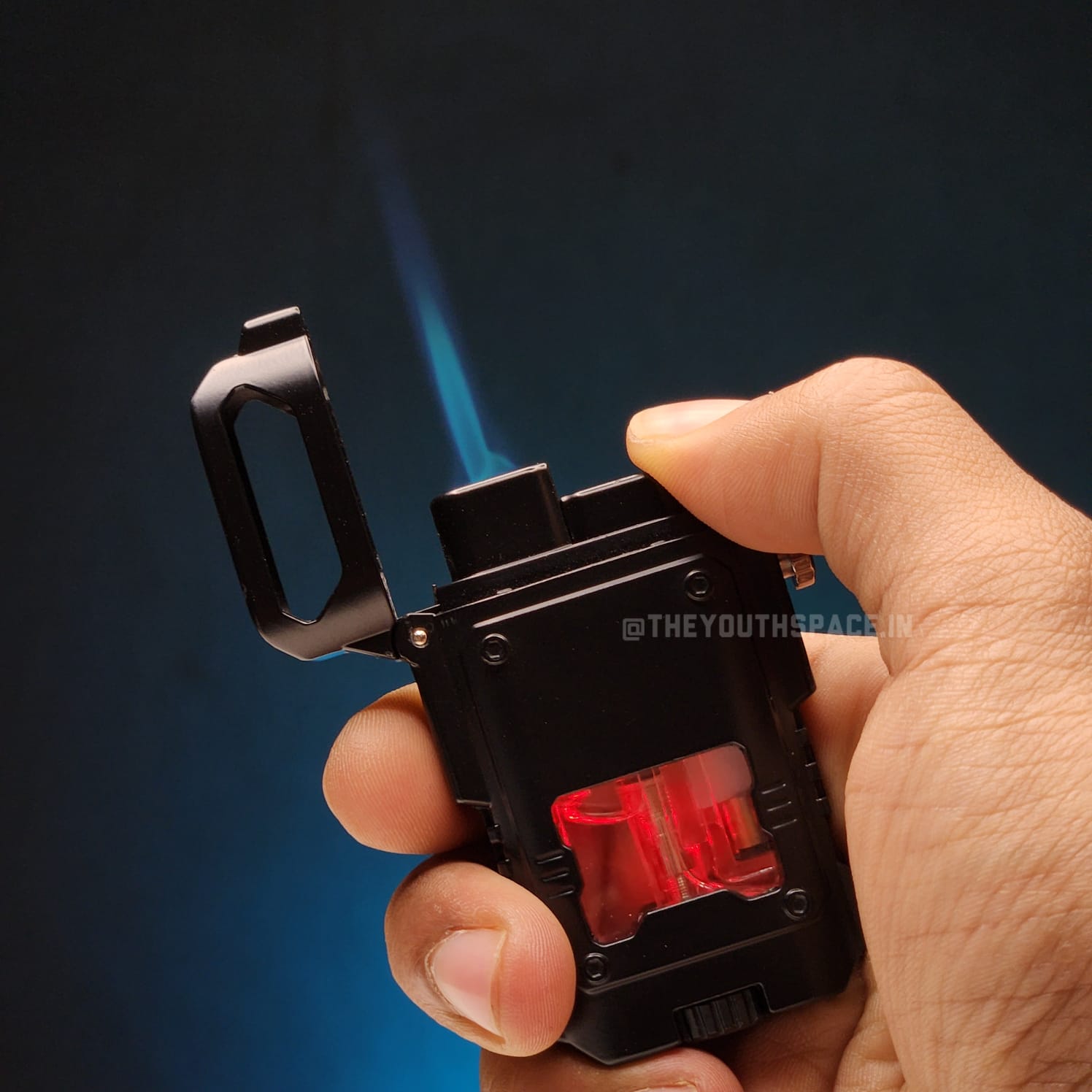 Blue Jet Flame Inflatable Metal Lighter with LED Lights