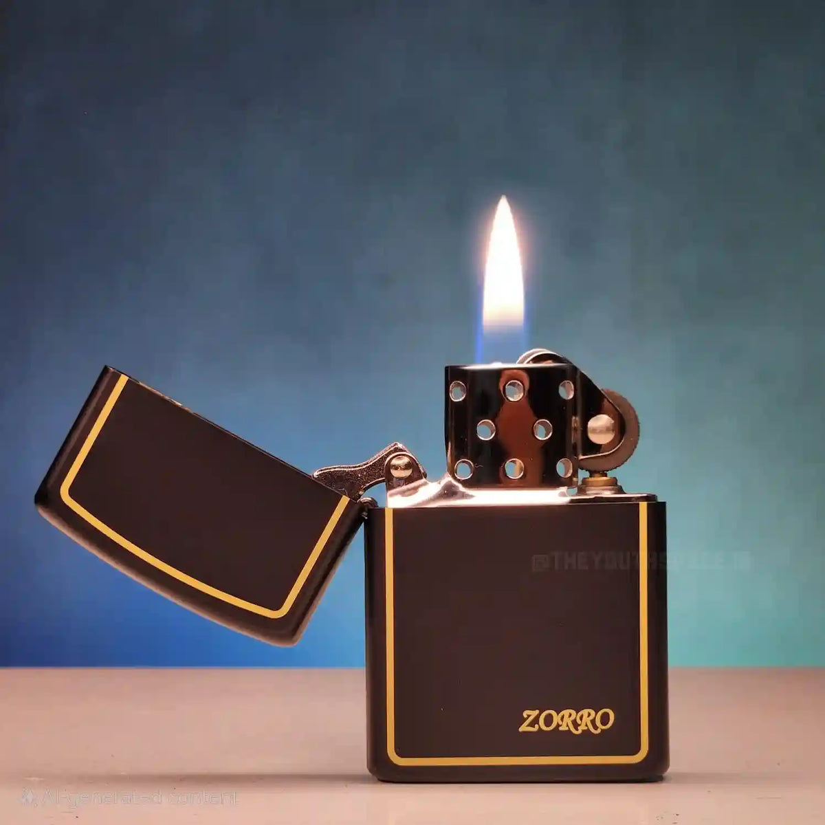 ZORRO ULTIMATE JUSTICE BRASS BLACK WITH GOLD BORDER LIGHTER 23HK