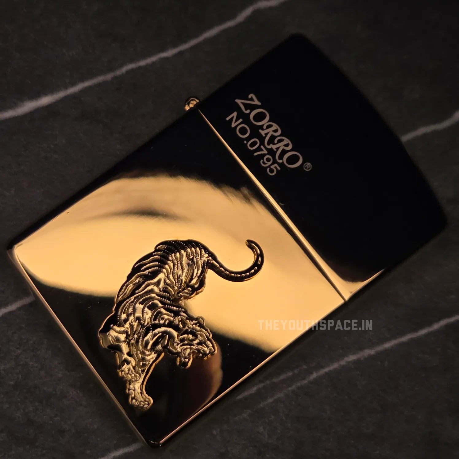 ZORRO ULTIMATE JUSTICE BRASS GOLDEN TIGER EMBOSSED LIGHTER 2025