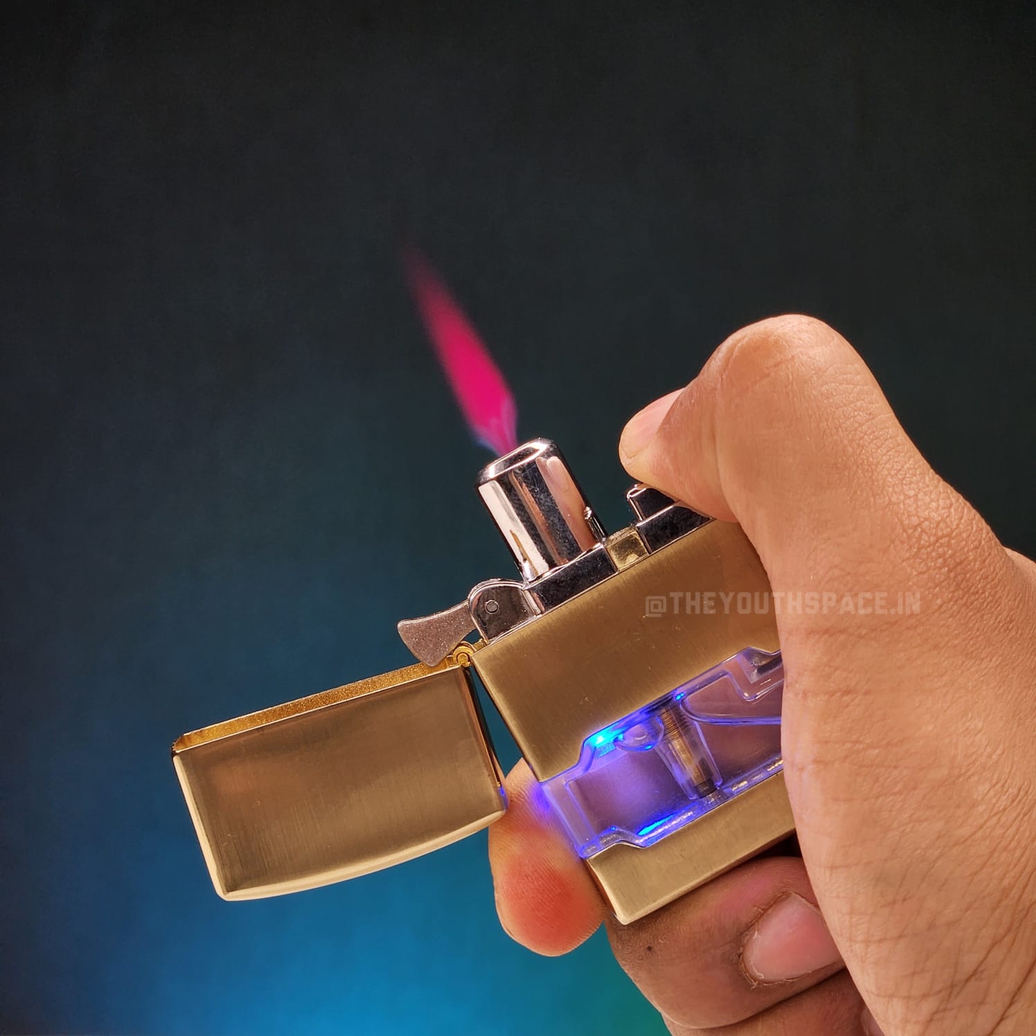Lumi Tank Red Flame Jet Lighter (Metallic)