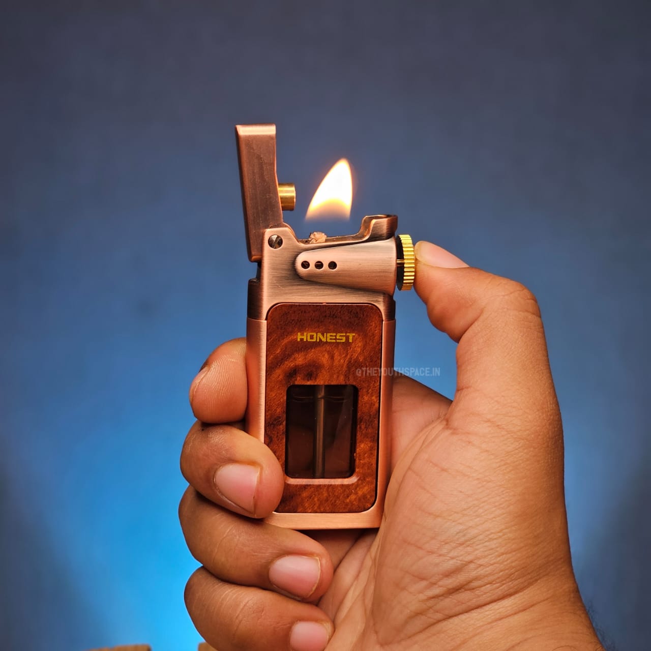 Retro style premium Lighter with visible fuel tank.