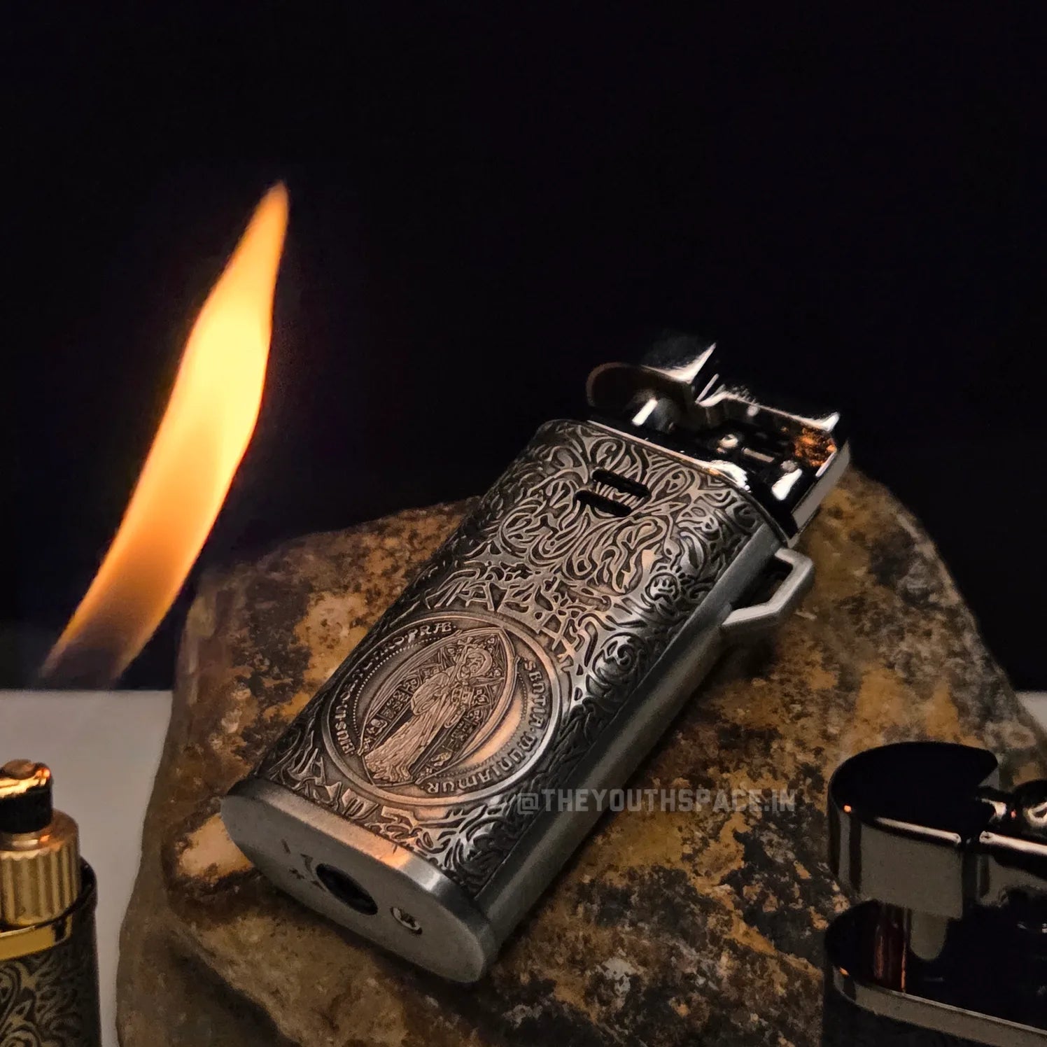 Saint Benedict Engraved Lighter