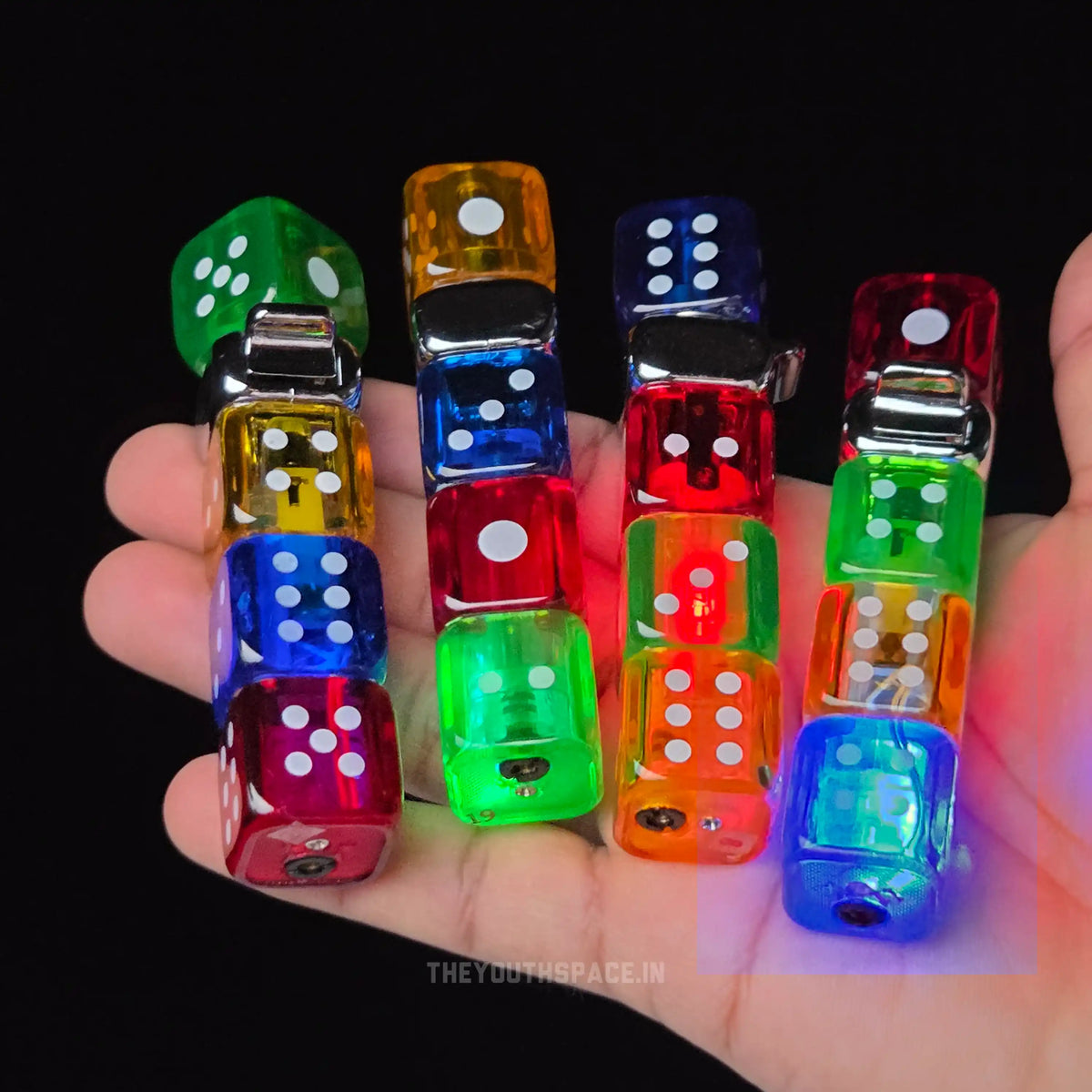 Glowing Dice Spinner Green Flame Jet Lighter