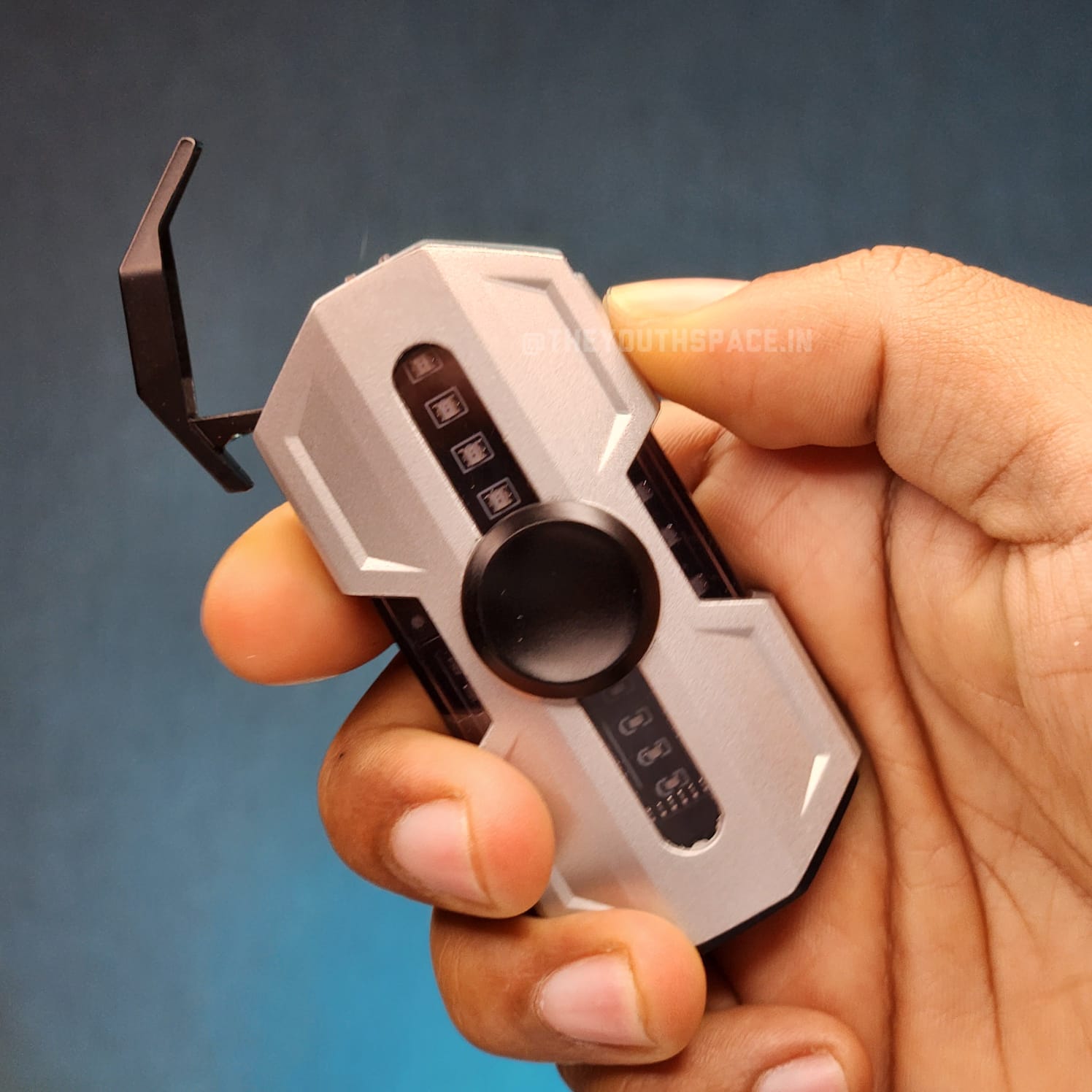 Premium Hexa Shaped Spinner Lighter with LED Lights (Metallic)