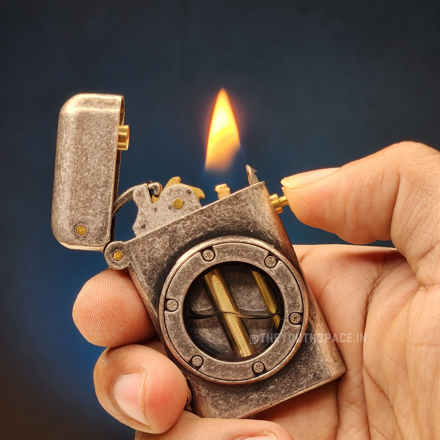 Premium Golden Mechanical Visible Fuel Tank Lighter