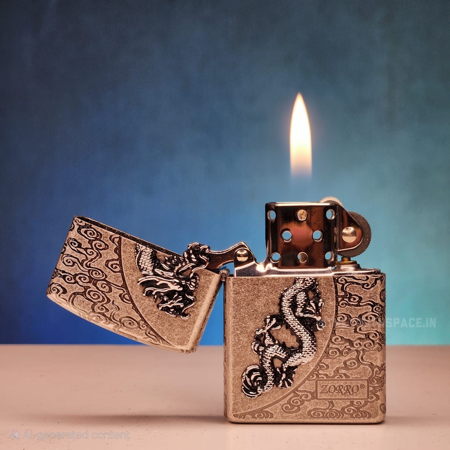 ZORRO ULTIMATE JUSTICE BRASS ANTIQUE DRAGON EMBOSSED LIGHTER 24 HK