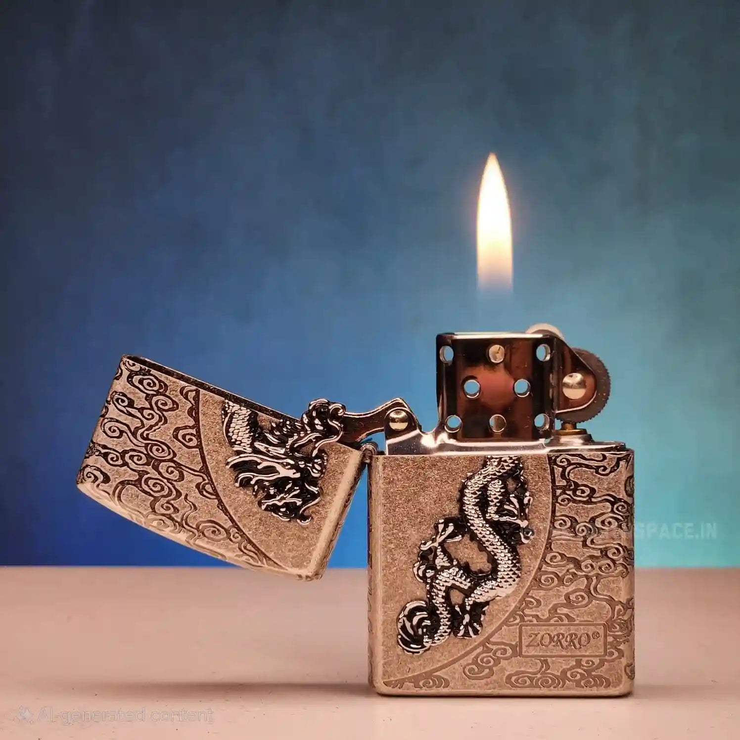 ZORRO ULTIMATE JUSTICE BRASS ANTIQUE DRAGON EMBOSSED LIGHTER 24 HK