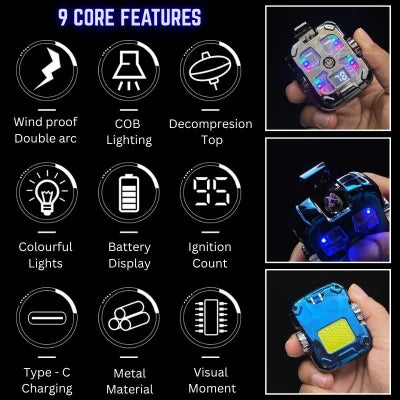 Double Arc Gyro Spinning Led USB rechargeable Lighter