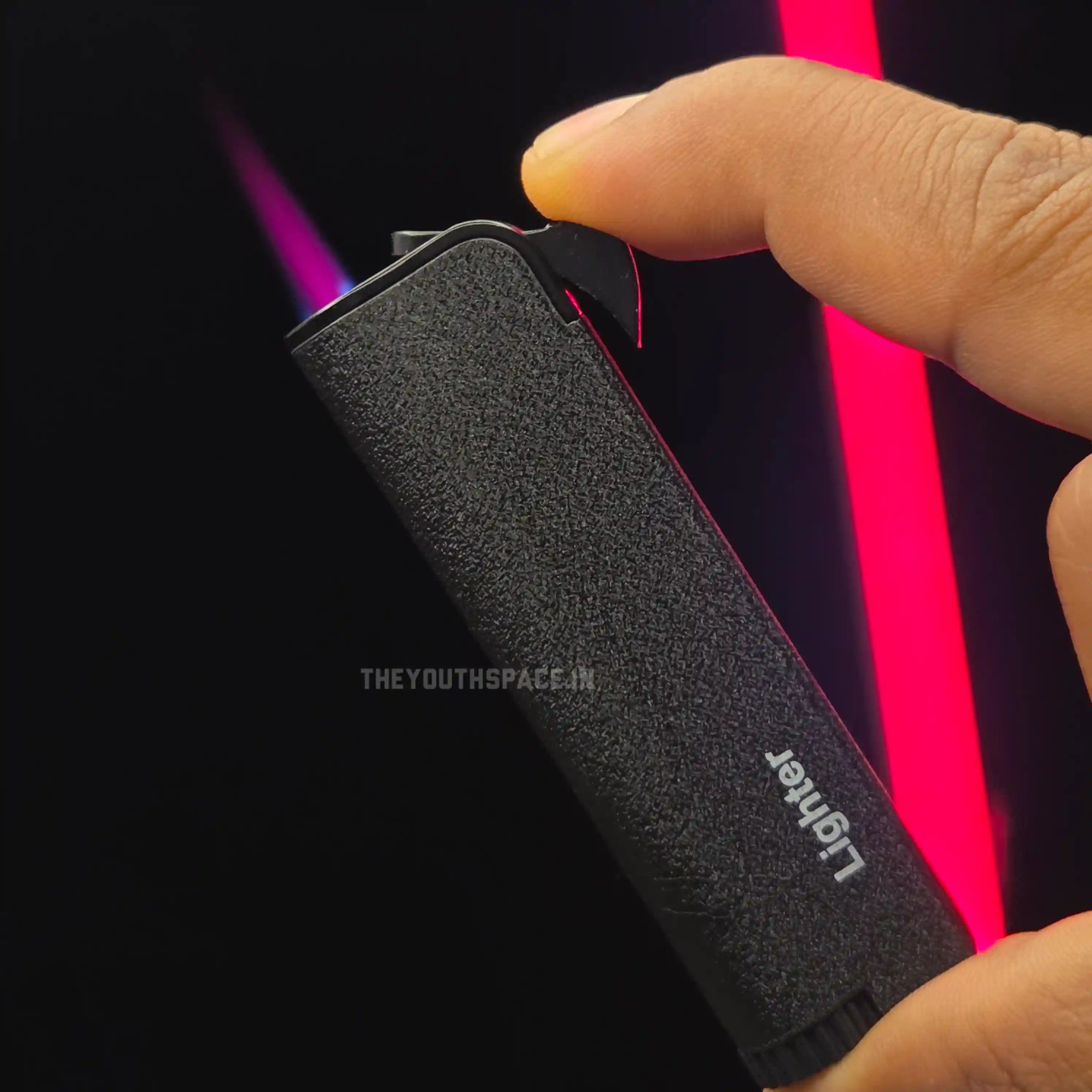 Textured Slender Red Flame Jet Lighter
