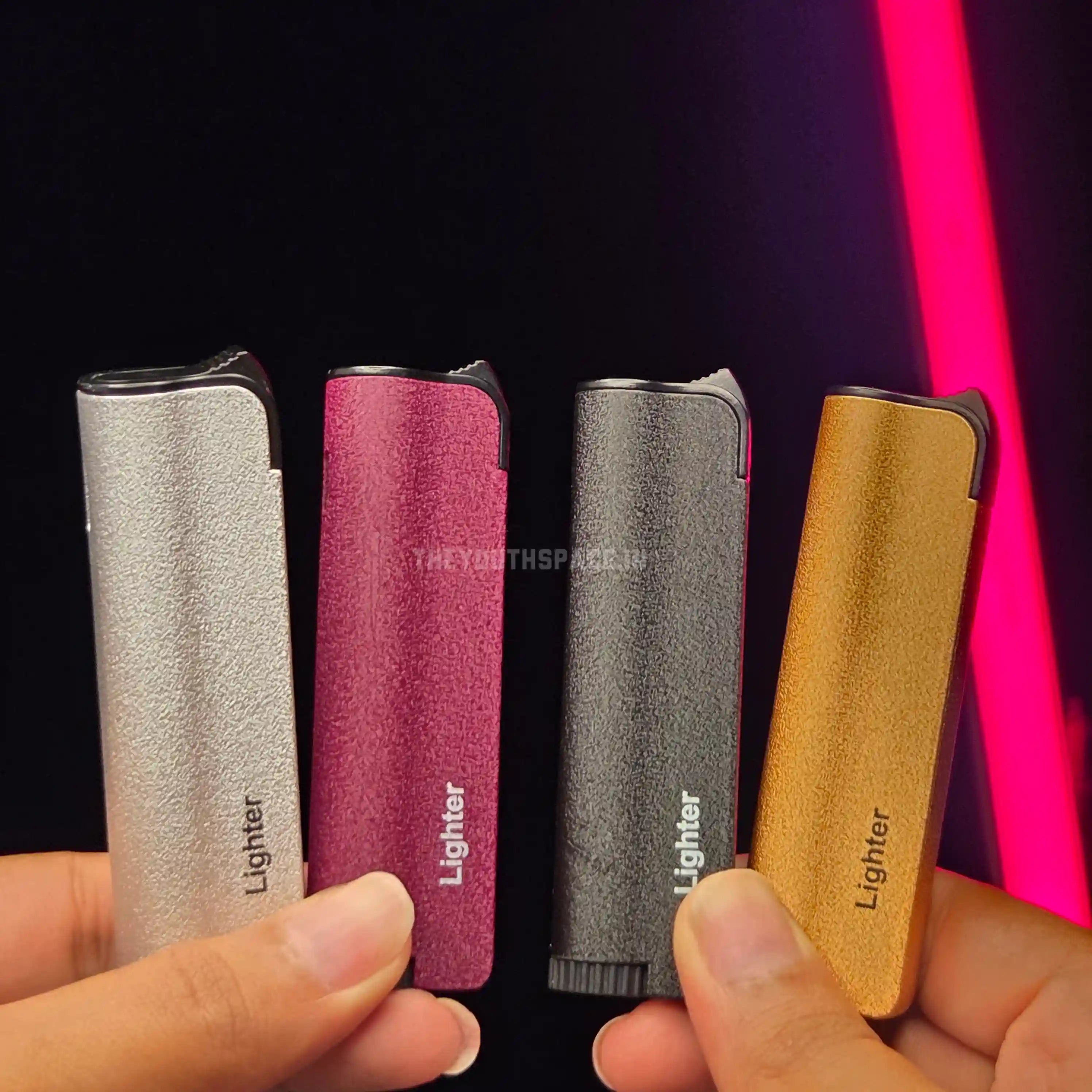 Textured Slender Red Flame Jet Lighter
