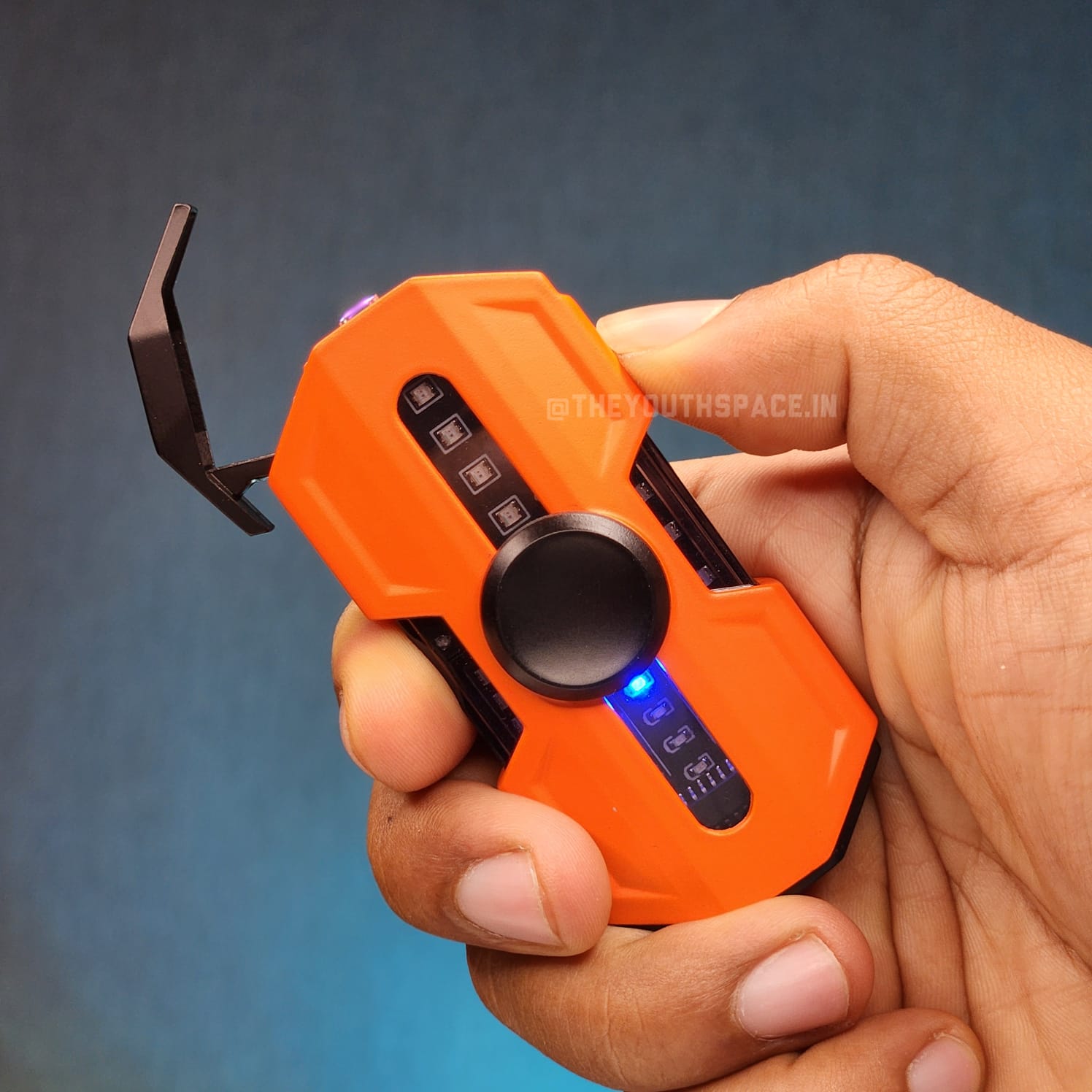 Premium Hexa Shaped Spinner Lighter with LED Lights (Metallic)