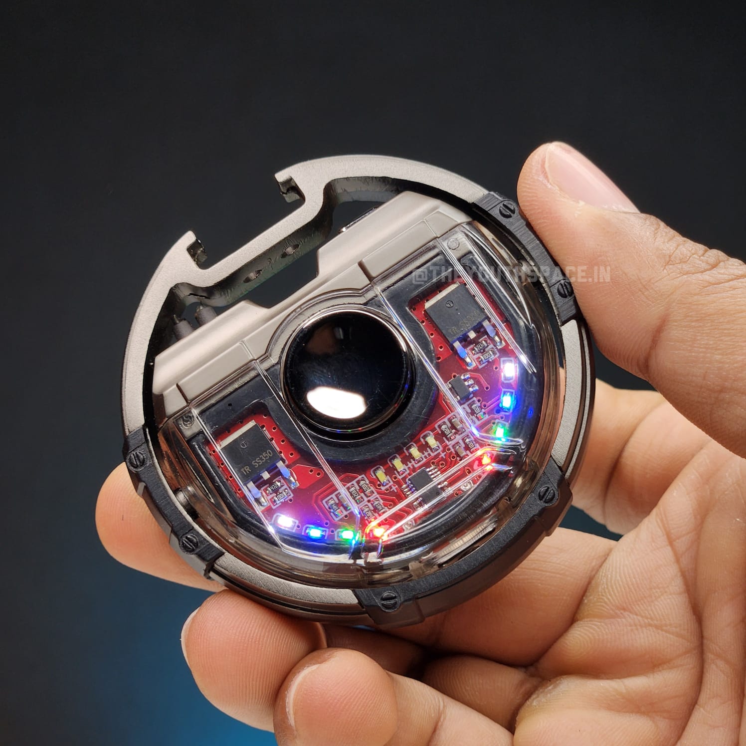 Premium Disc Shaped Spinner Lighter with LED Lights (Metallic)