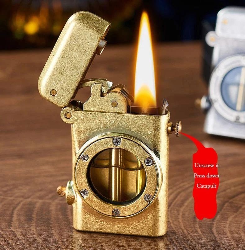 Premium Golden Mechanical Visible Fuel Tank Lighter