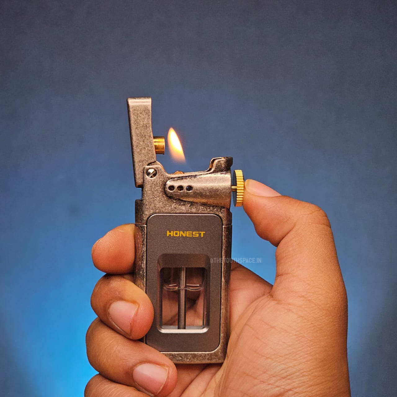 Retro style premium Lighter with visible fuel tank.