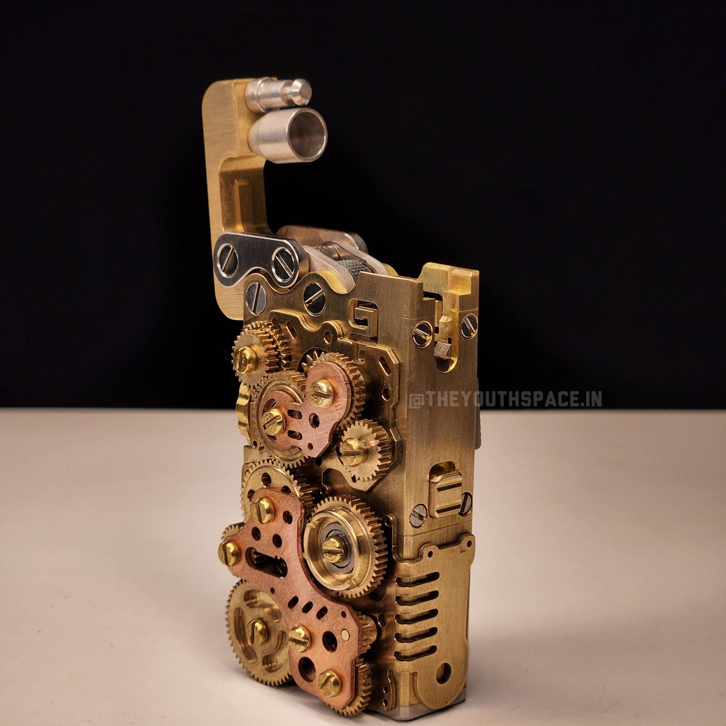Premium Vintage Brass Steam Punk Mechanical Gear Linkage Automatic Lighter