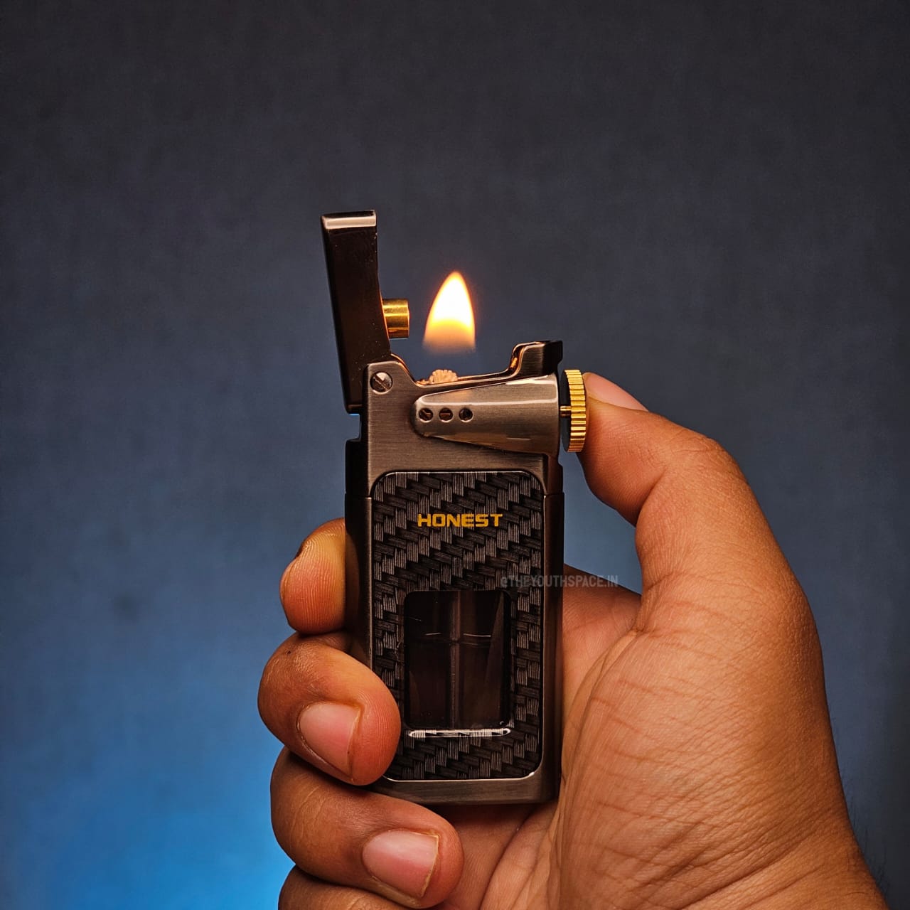 Retro style premium Lighter with visible fuel tank.