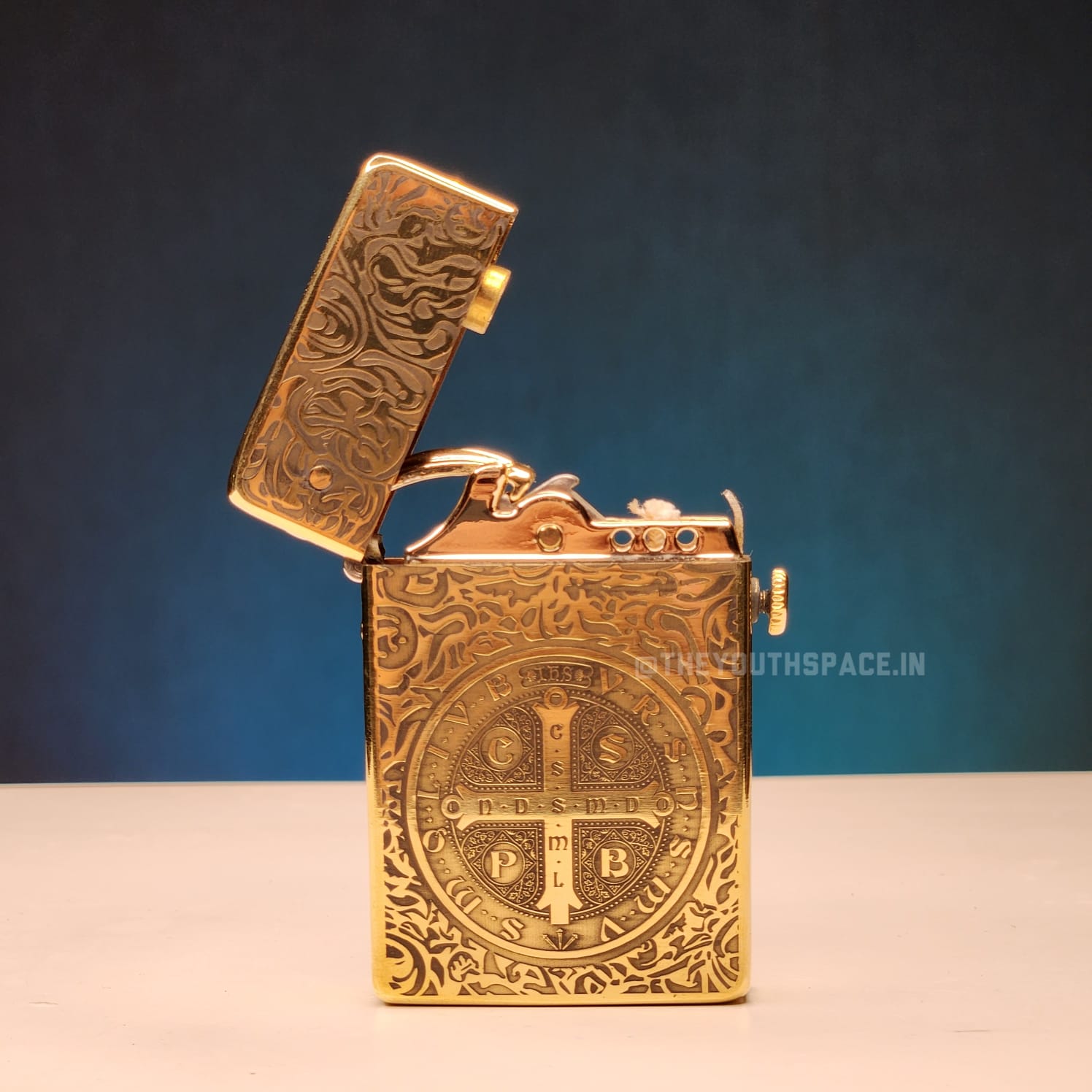 ZORRO Antique Brass Saint Benedict Cross Lighter