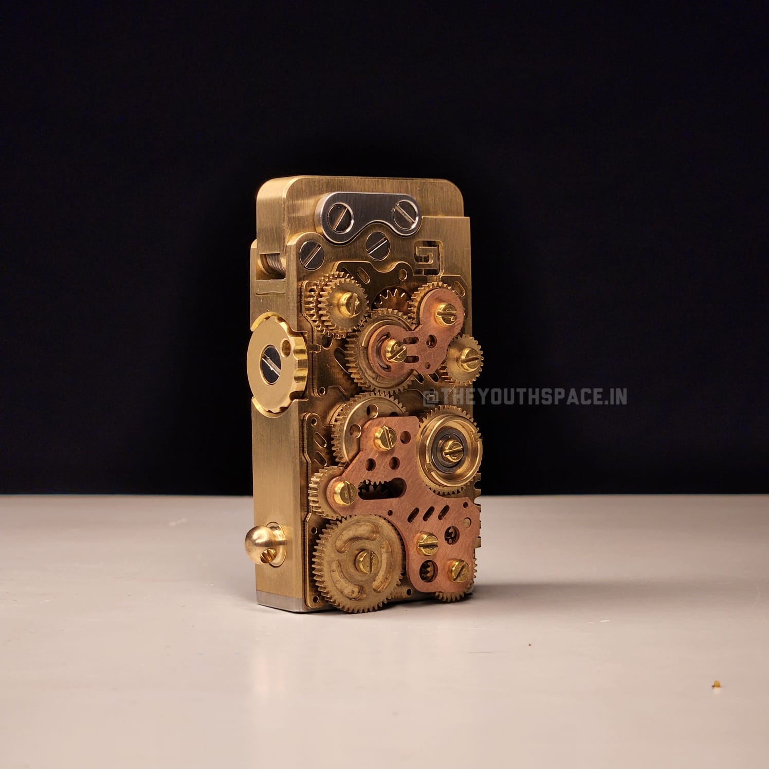 Premium Vintage Brass Steam Punk Mechanical Gear Linkage Automatic Lighter