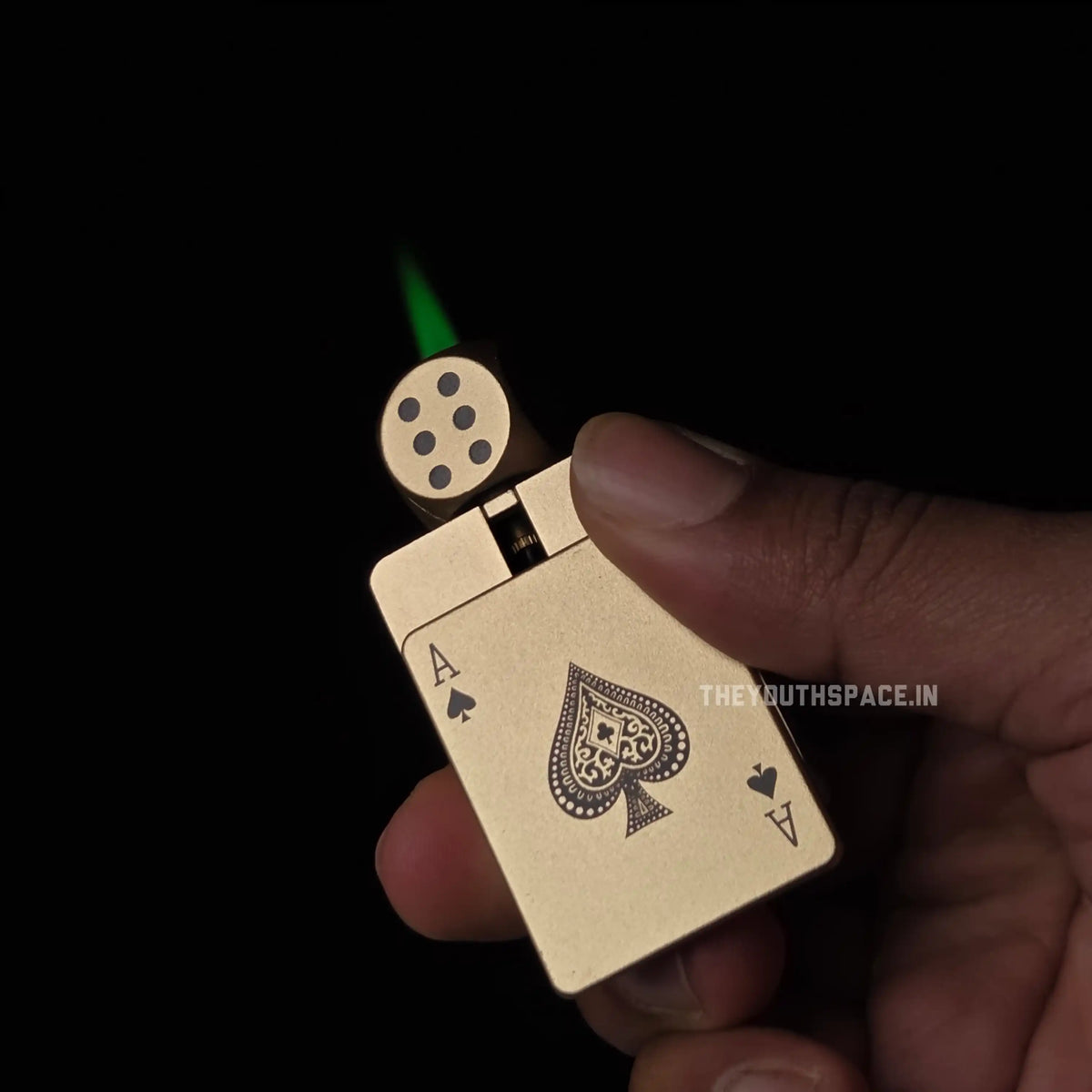 Dice green jet flame spinner lighter