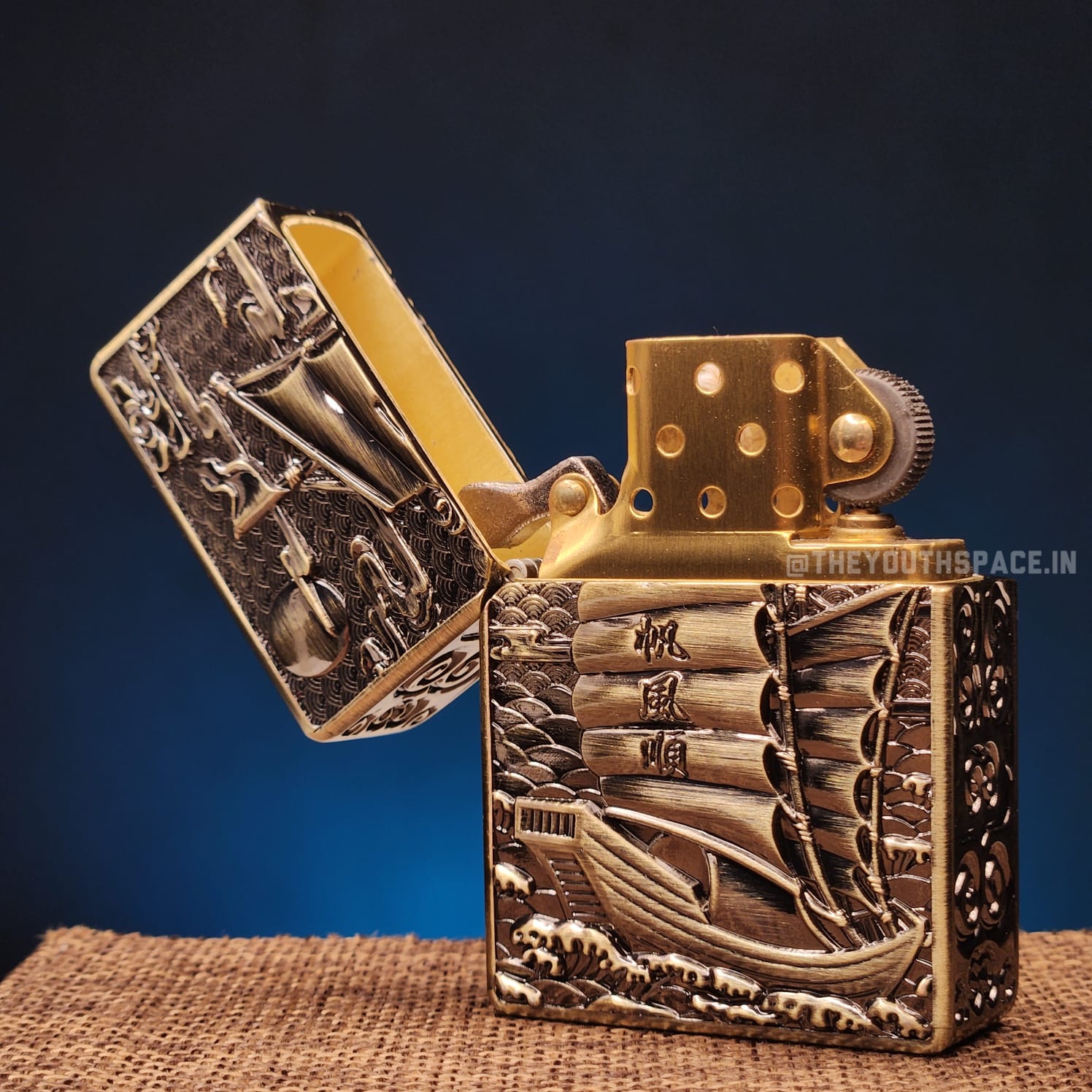 Ultra Premium Zorro Retro Sailboat Finely Carved Heavy Armor Brass Lighter
